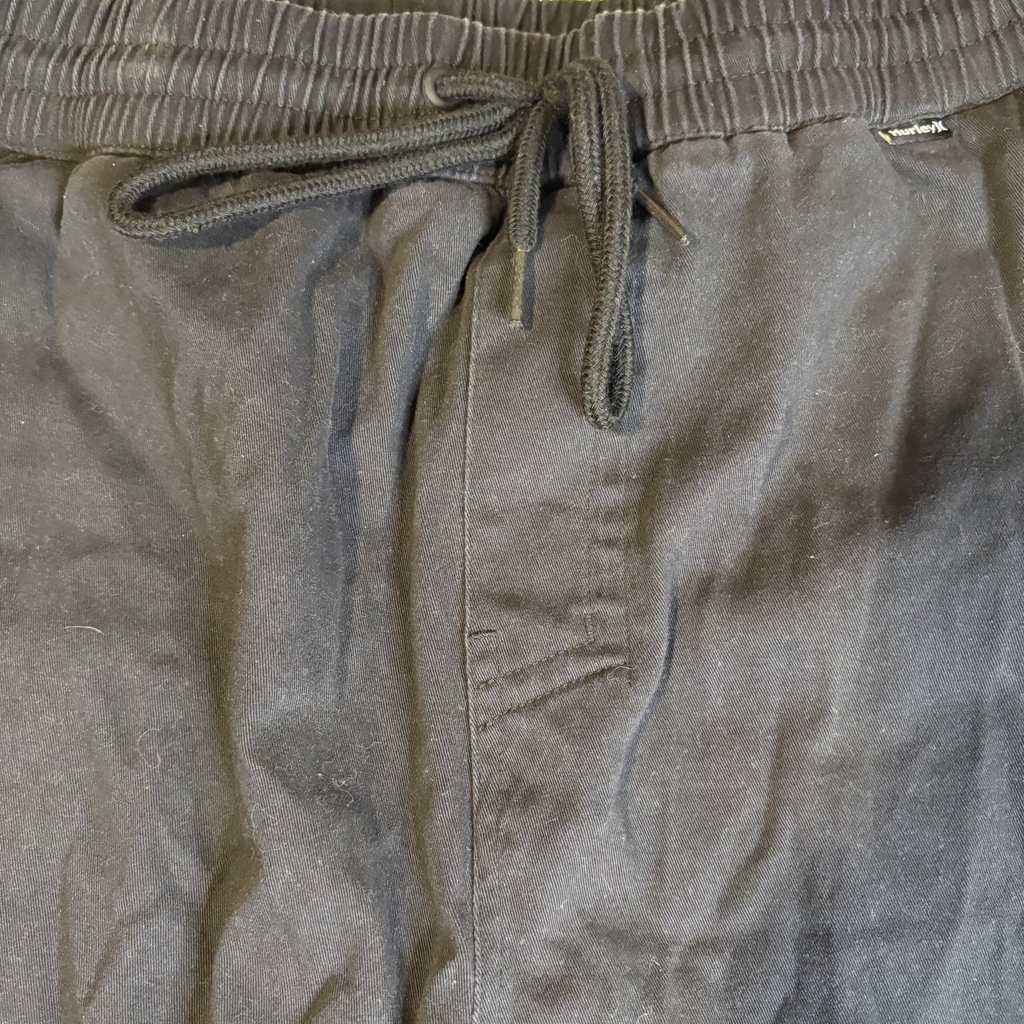 Hurley Men’s Black Jogger Pants Size M Baggy Casual Drawstring Elastic Waist