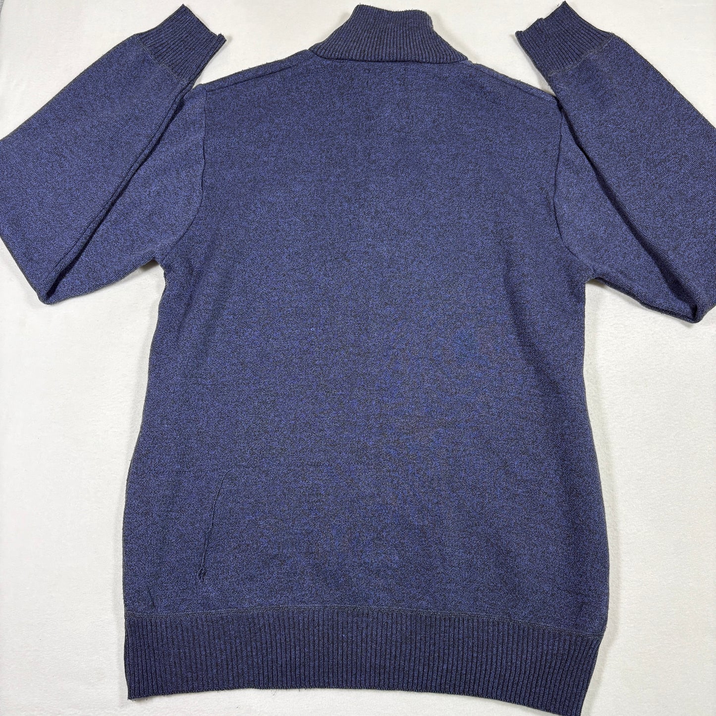 Portabella Mens Sweater XL Blue Knit Quarter Button Pullover Casual Vintage