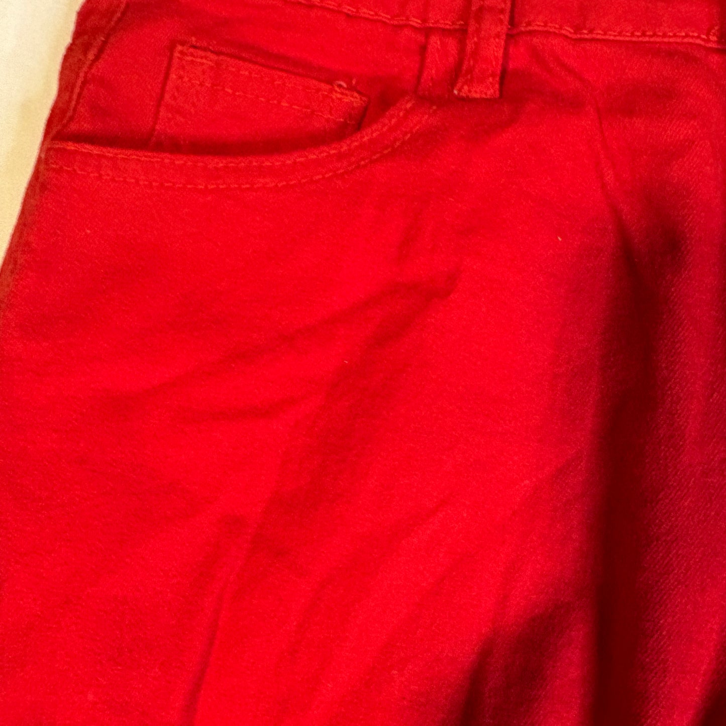 Women’s Red Distressed Ripped Jeans Size L Baggy Streetwear Frayed Hem Punk
