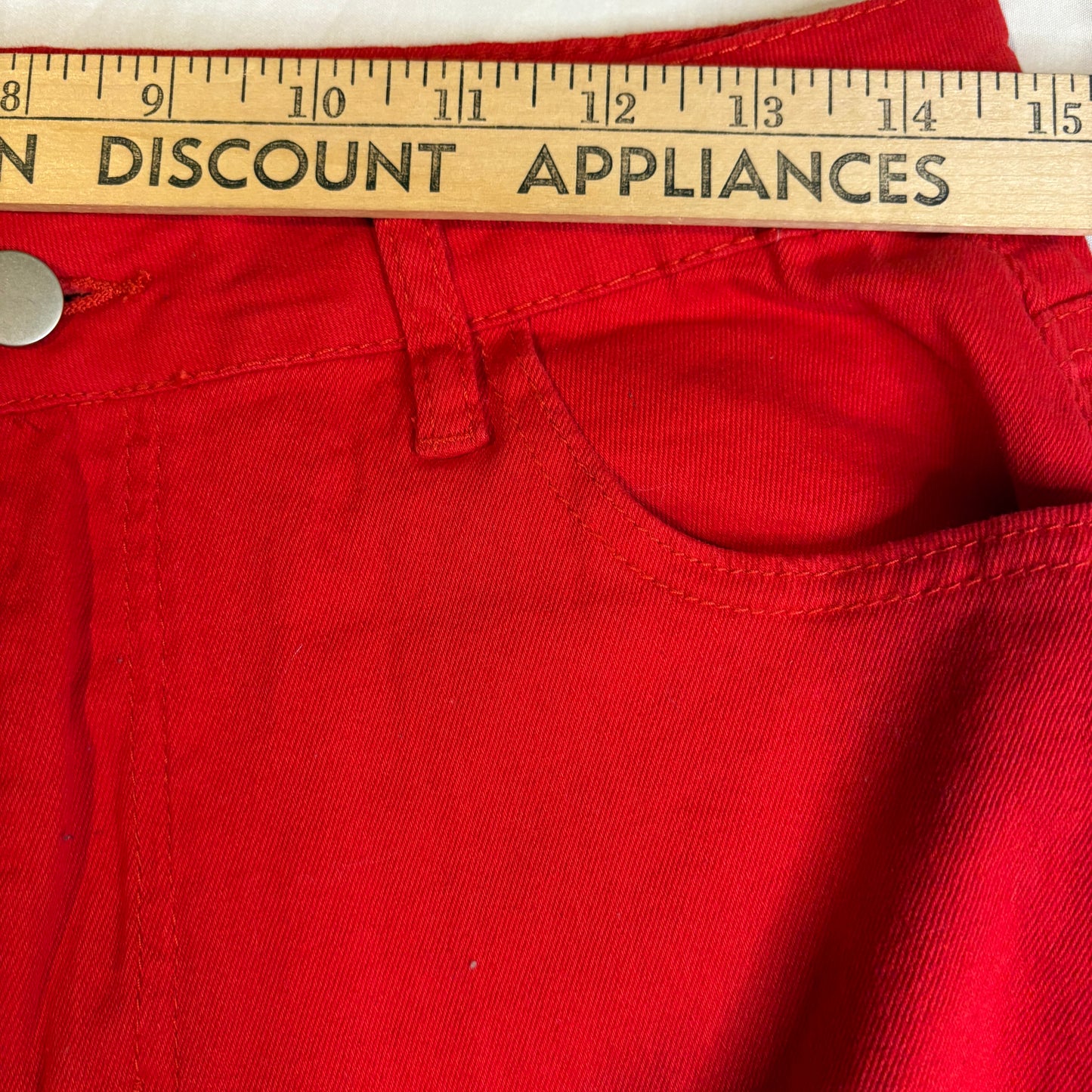 Women’s Red Distressed Ripped Jeans Size L Baggy Streetwear Frayed Hem Punk