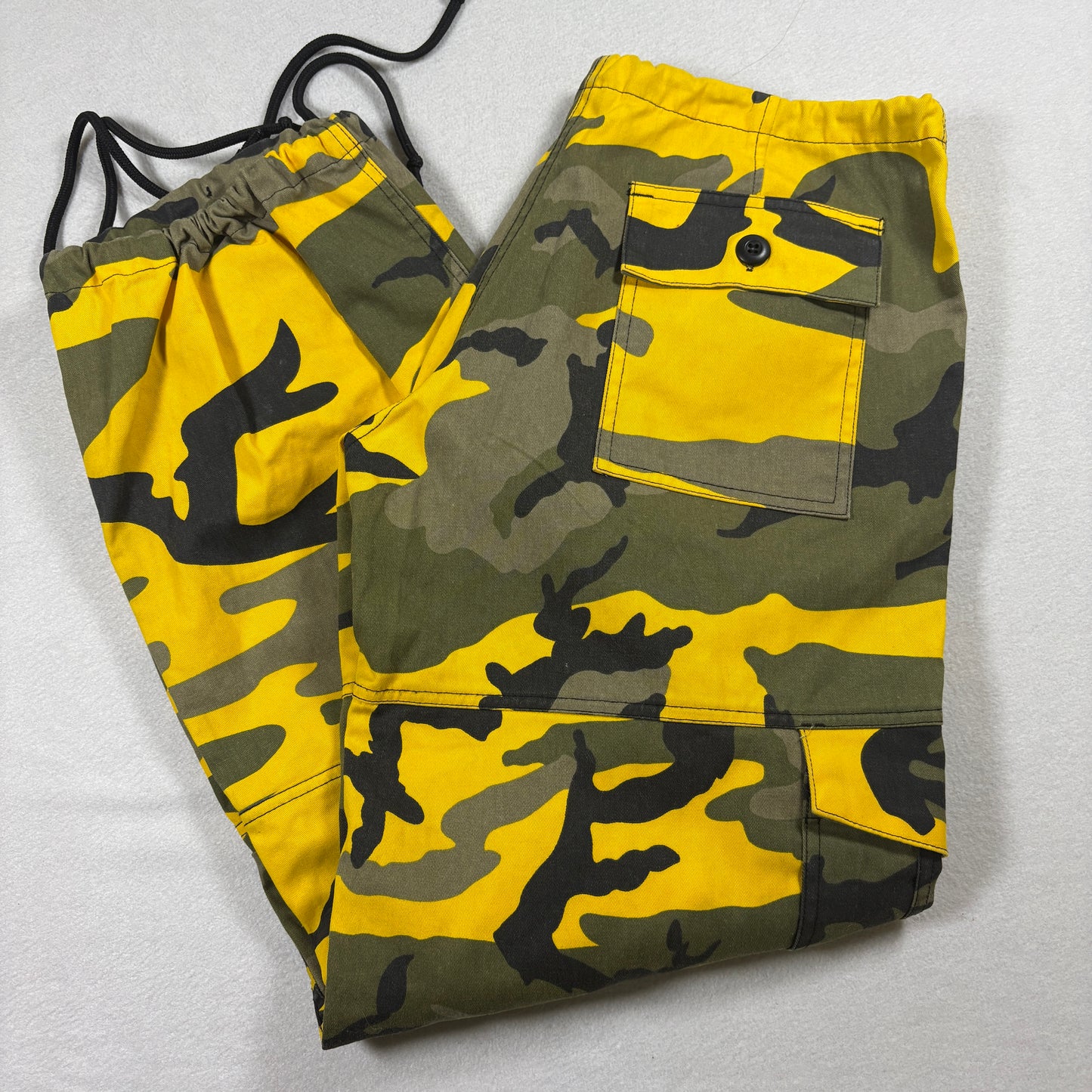 Rothco Camo Cargo Pants Mens Small Yellow Green Streetwear Y2K Grunge Parachute