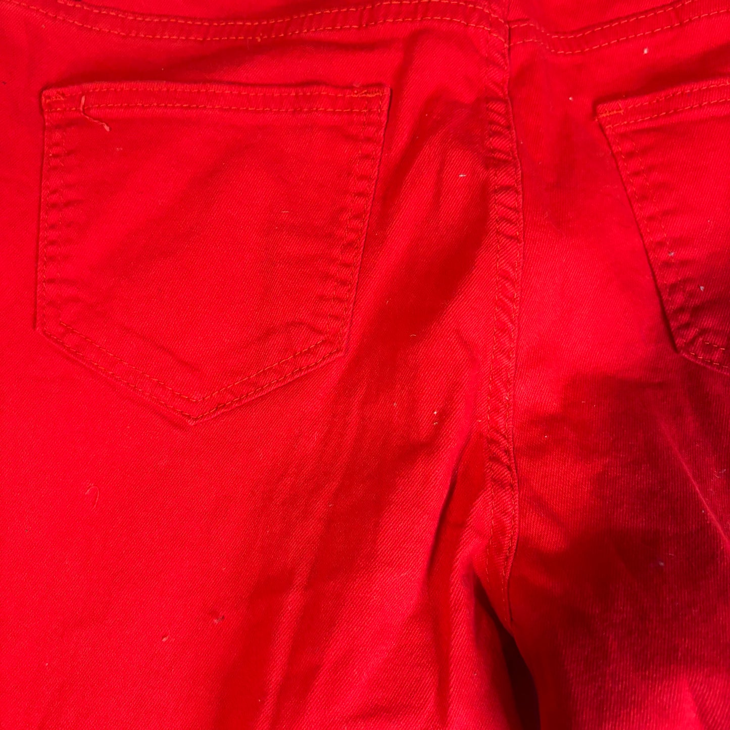 Women’s Red Distressed Ripped Jeans Size L Baggy Streetwear Frayed Hem Punk