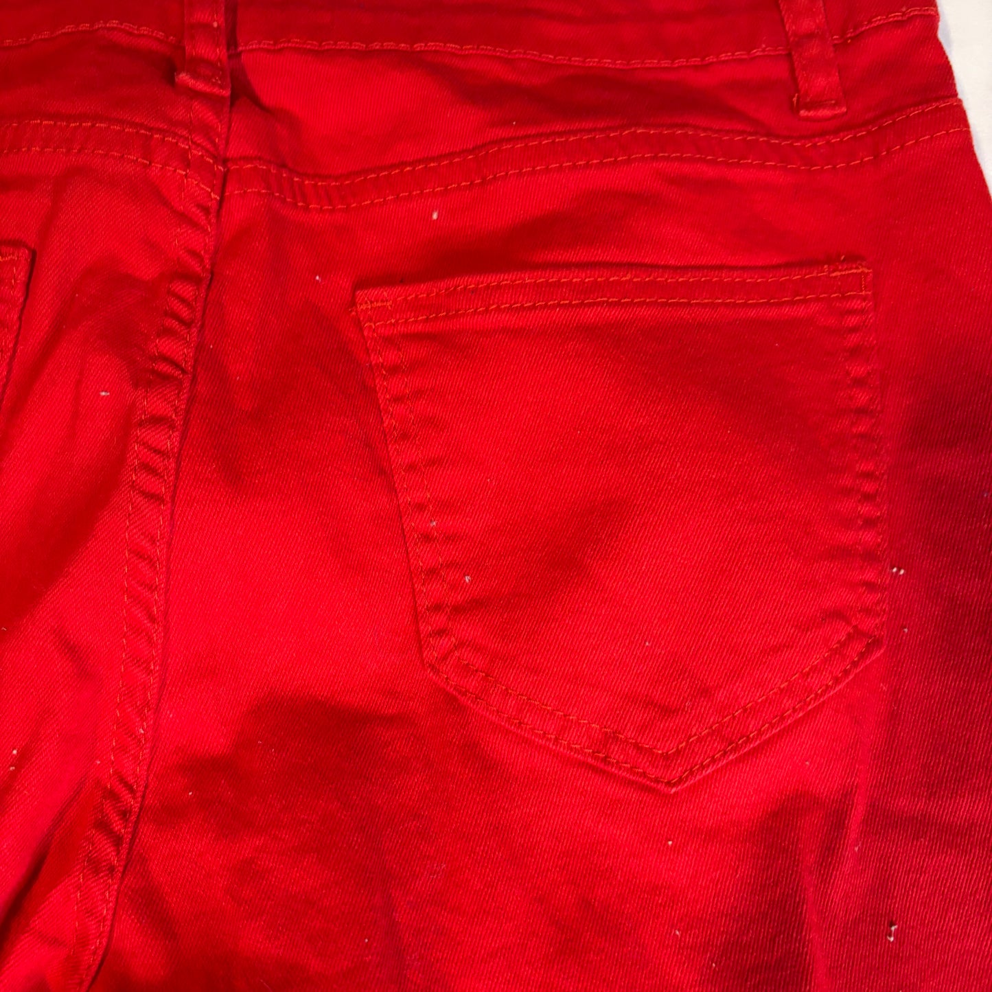 Women’s Red Distressed Ripped Jeans Size L Baggy Streetwear Frayed Hem Punk