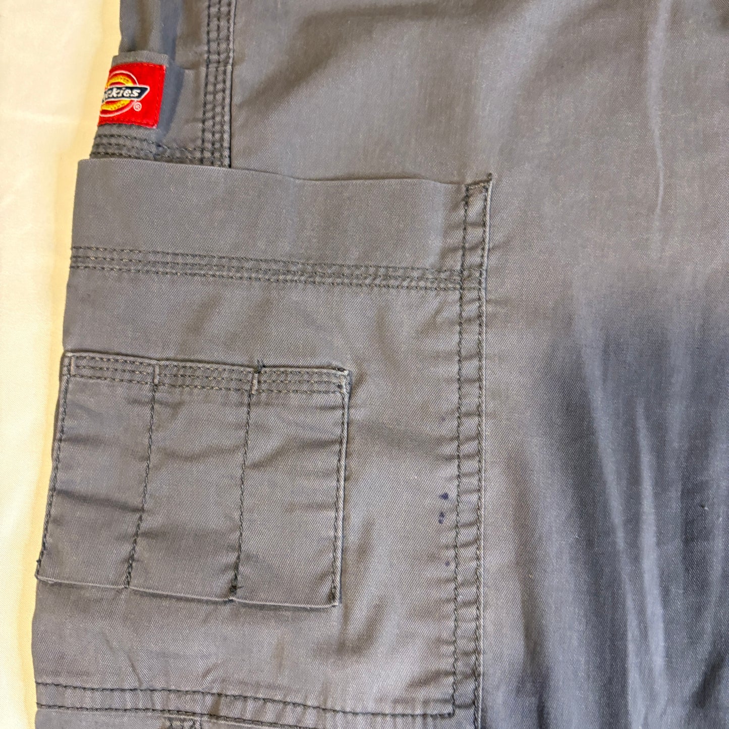 Baggy Dickies Gray Scrub Pants Mens L Workwear Cargo Pockets Elastic Waist Drawstring