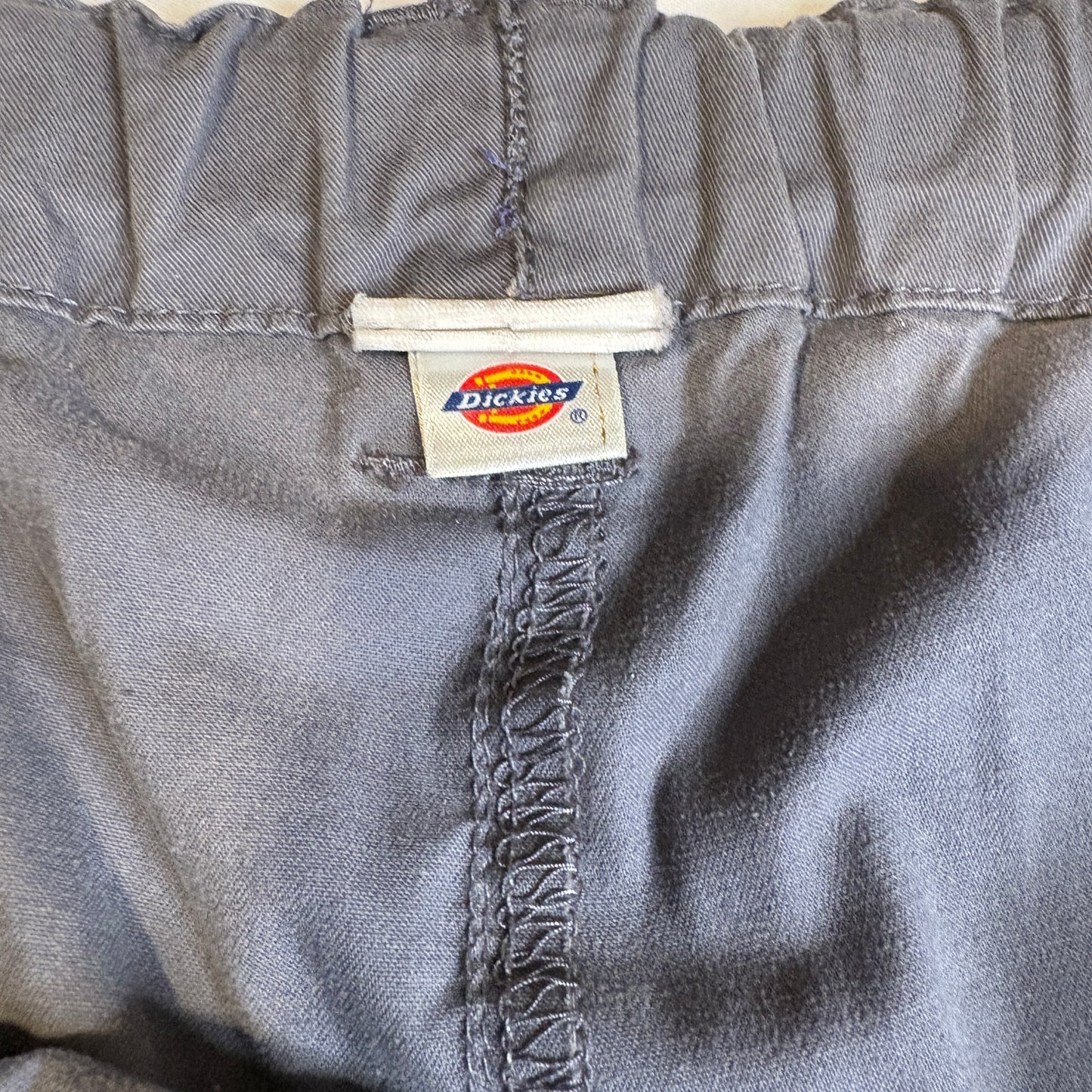 Baggy Dickies Gray Scrub Pants Mens L Workwear Cargo Pockets Elastic Waist Drawstring