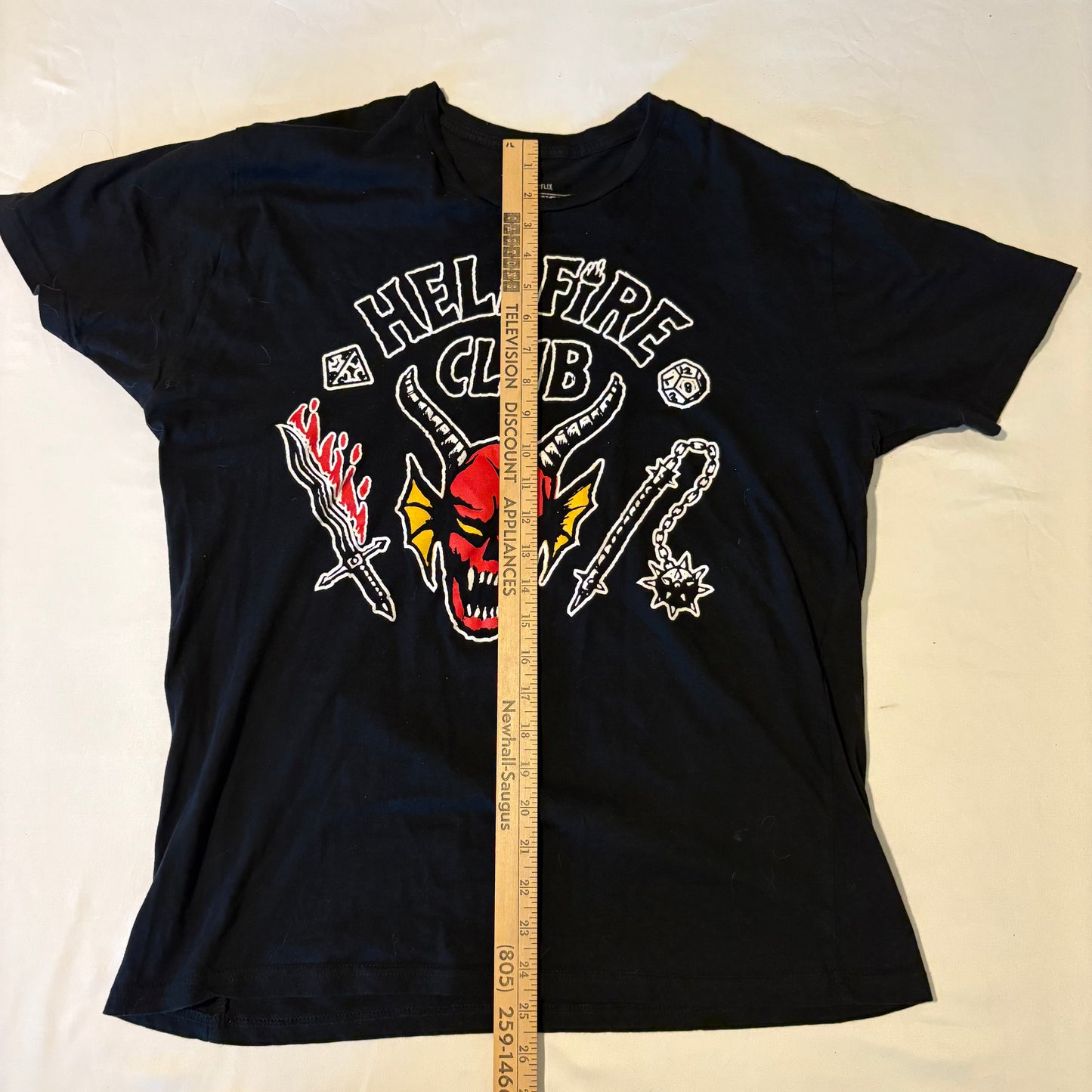 Hellfire Club T-Shirt Black Graphic Tee Adult Medium D&D Inspired Stranger Things