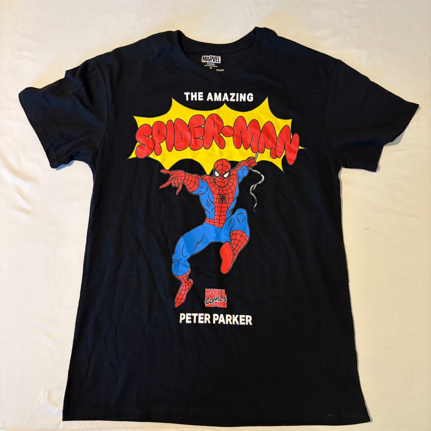 Spider-Man T-Shirt Mens M Marvel Comics Peter Parker Amazing Superhero Tee Black