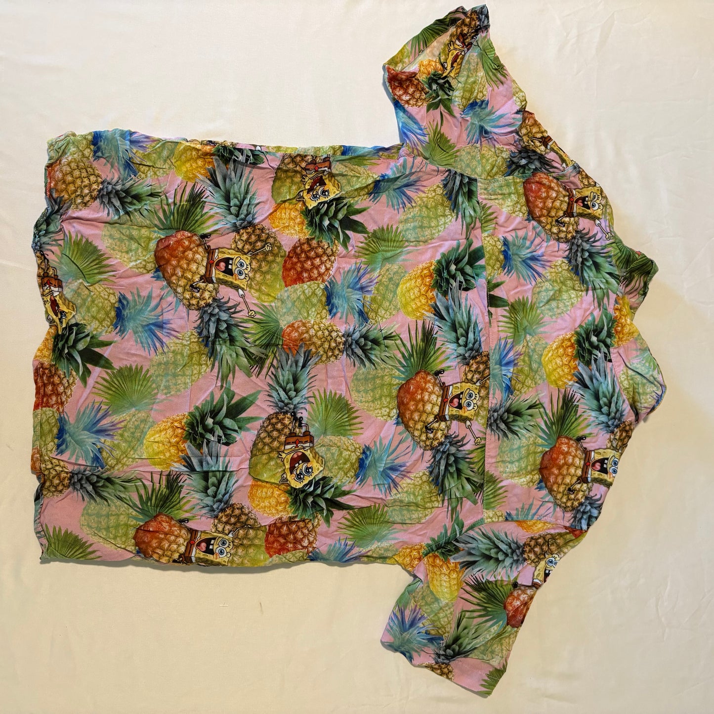 SpongeBob Pineapple Shirt Mens S H&M Divided Button Up Tropical Cartoon Summer