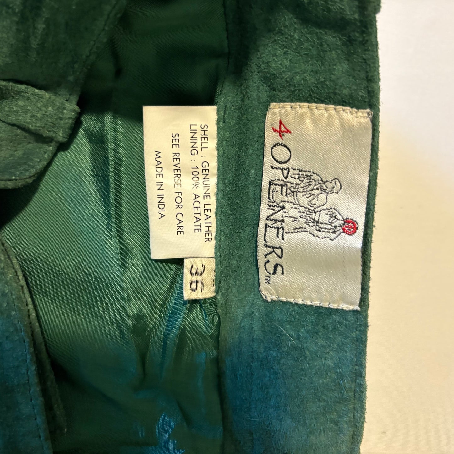Men’s Green Suede Leather Pants Size 36 4 Openers Vintage Western Lined Retro