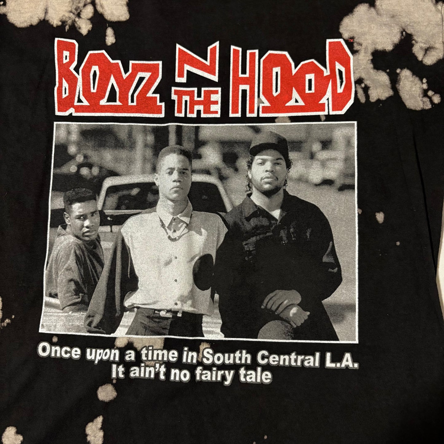 Boyz N The Hood Long Sleeve Shirt Bleach Tie Dye Graphic Tee Black Size M