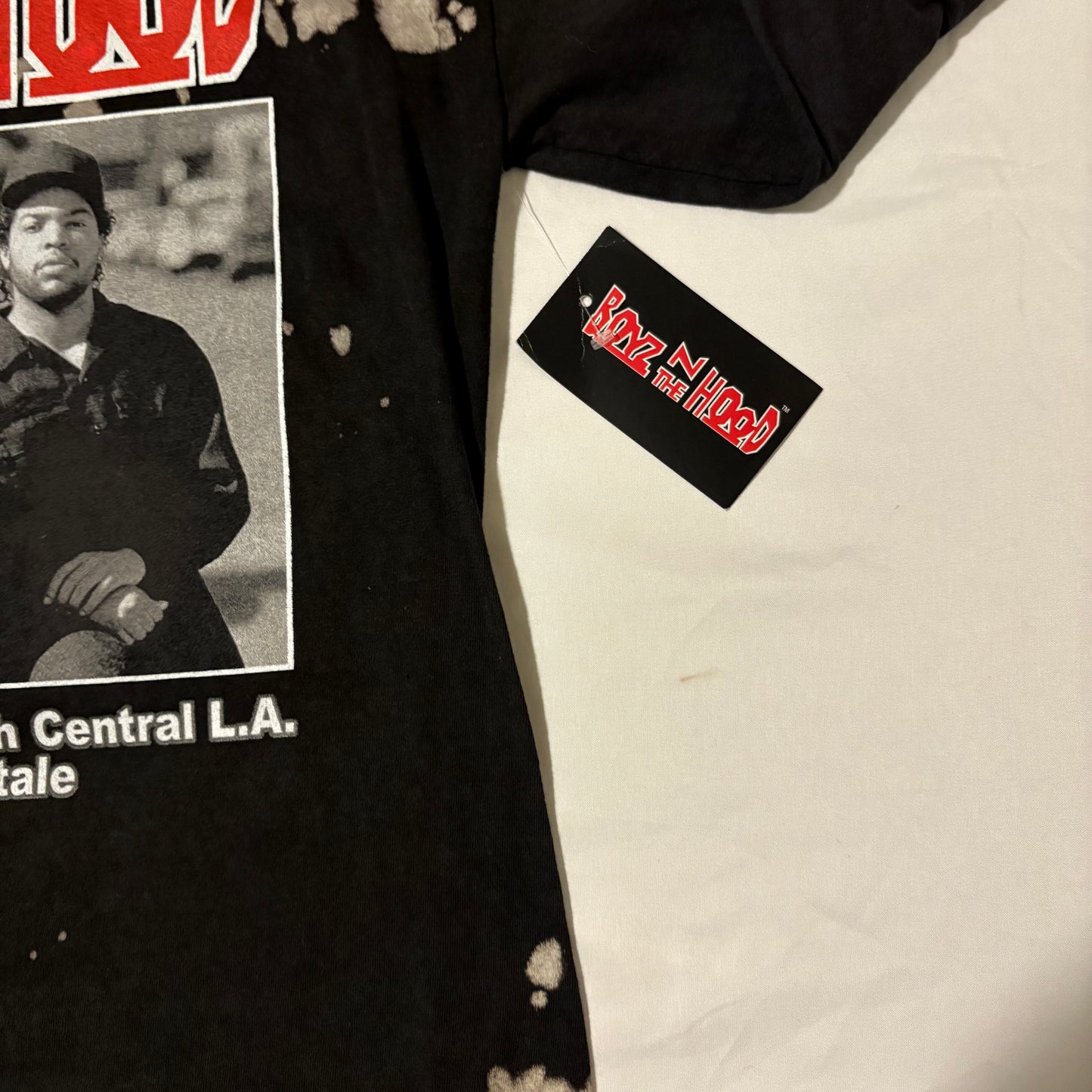 Boyz N The Hood Long Sleeve Shirt Bleach Tie Dye Graphic Tee Black Size M