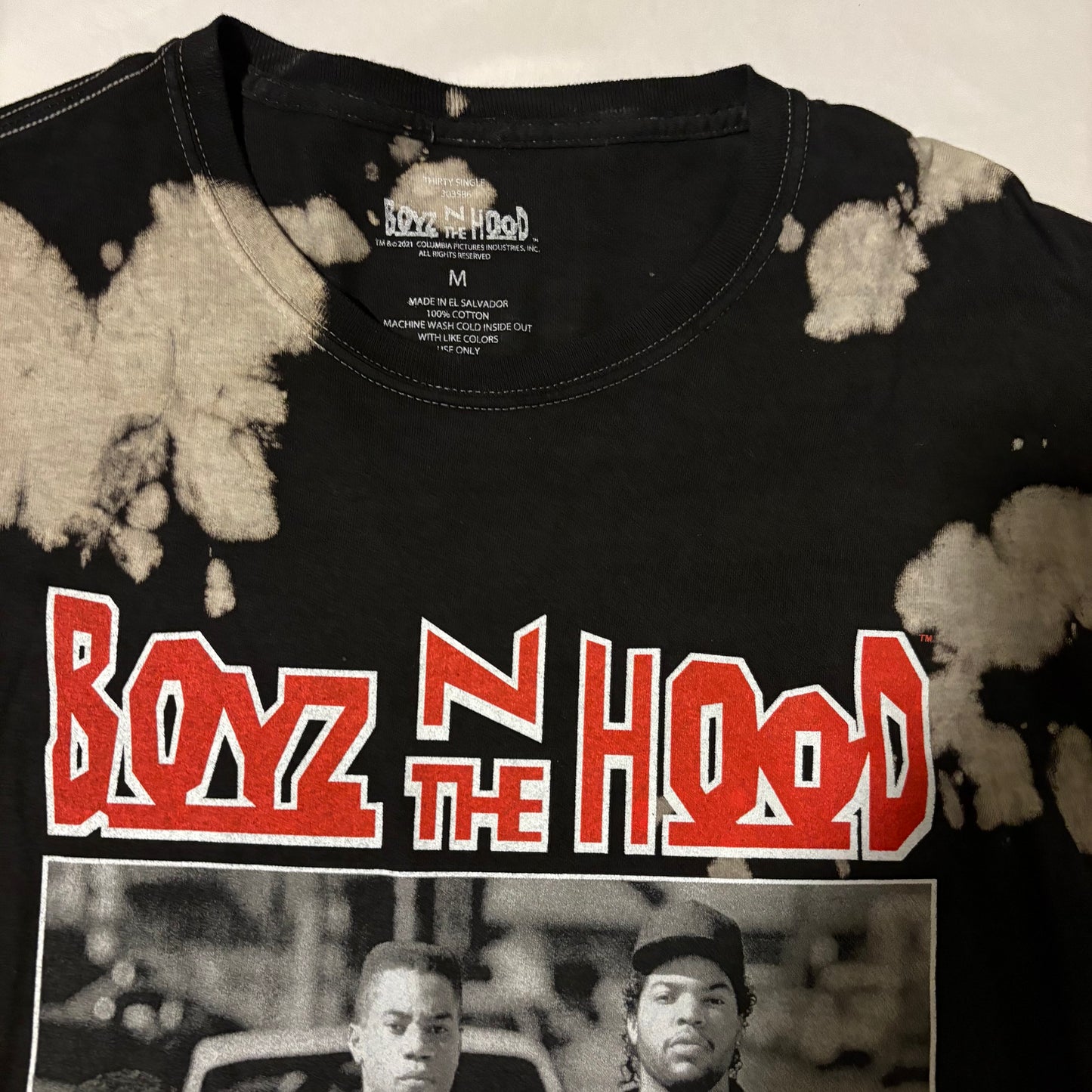 Boyz N The Hood Long Sleeve Shirt Bleach Tie Dye Graphic Tee Black Size M