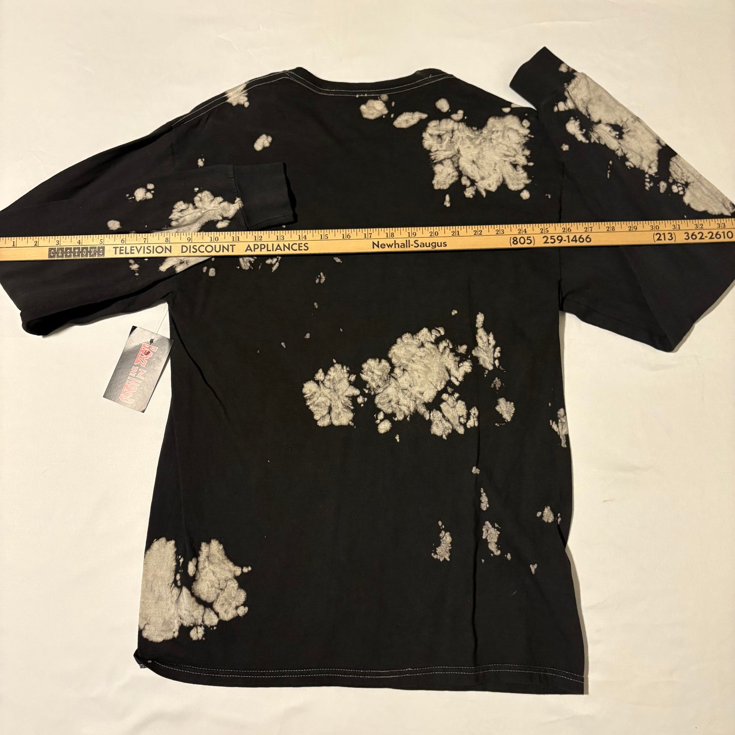 Boyz N The Hood Long Sleeve Shirt Bleach Tie Dye Graphic Tee Black Size M