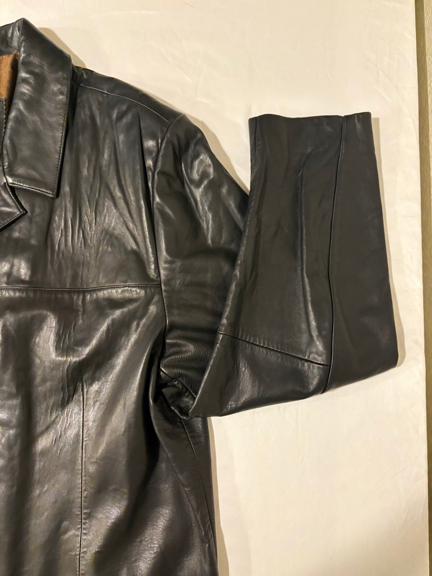 Casablanca Black Leather Jacket XL Button Front Blazer Style Faux Leather