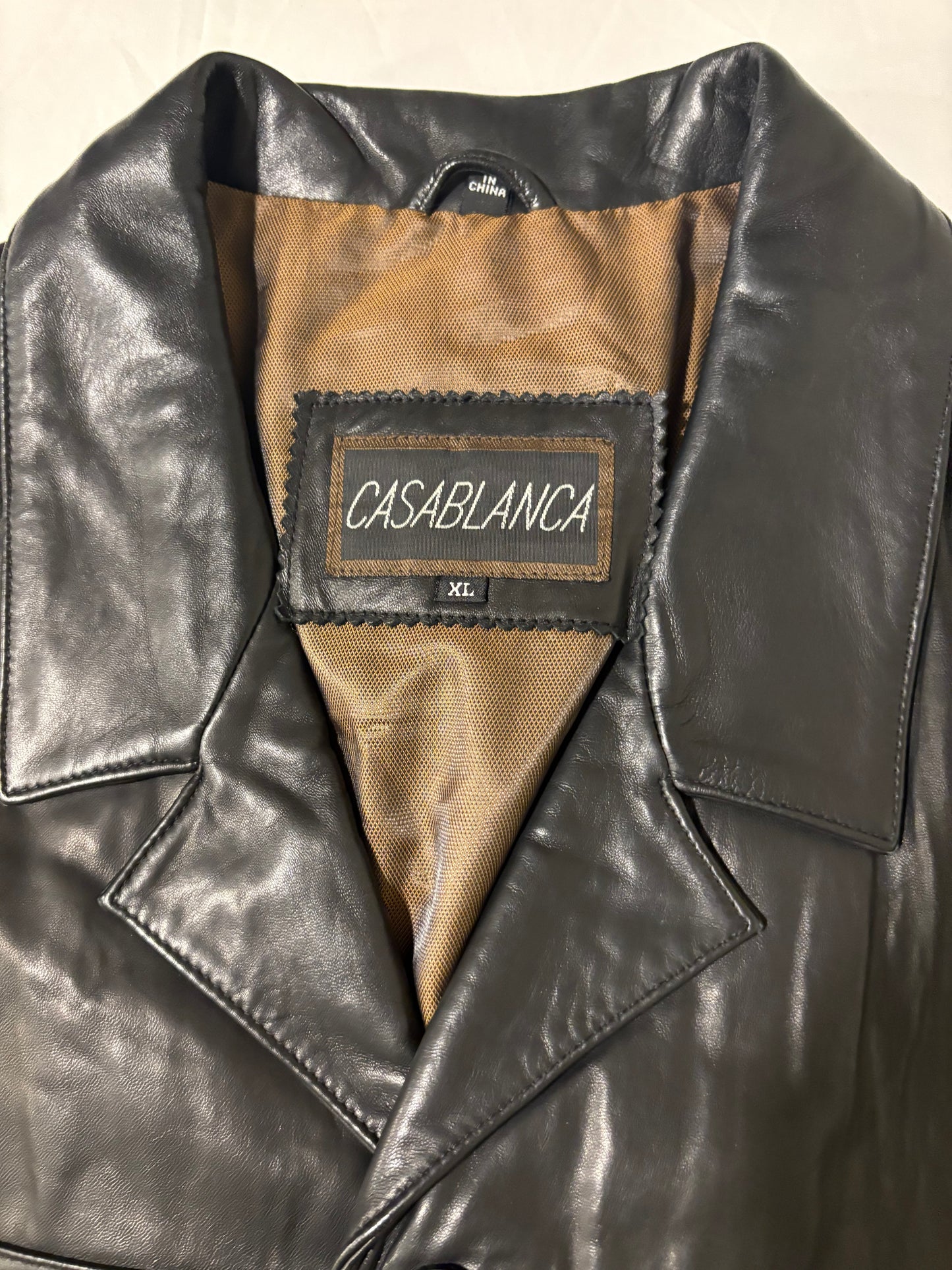 Casablanca Black Leather Jacket XL Button Front Blazer Style Faux Leather