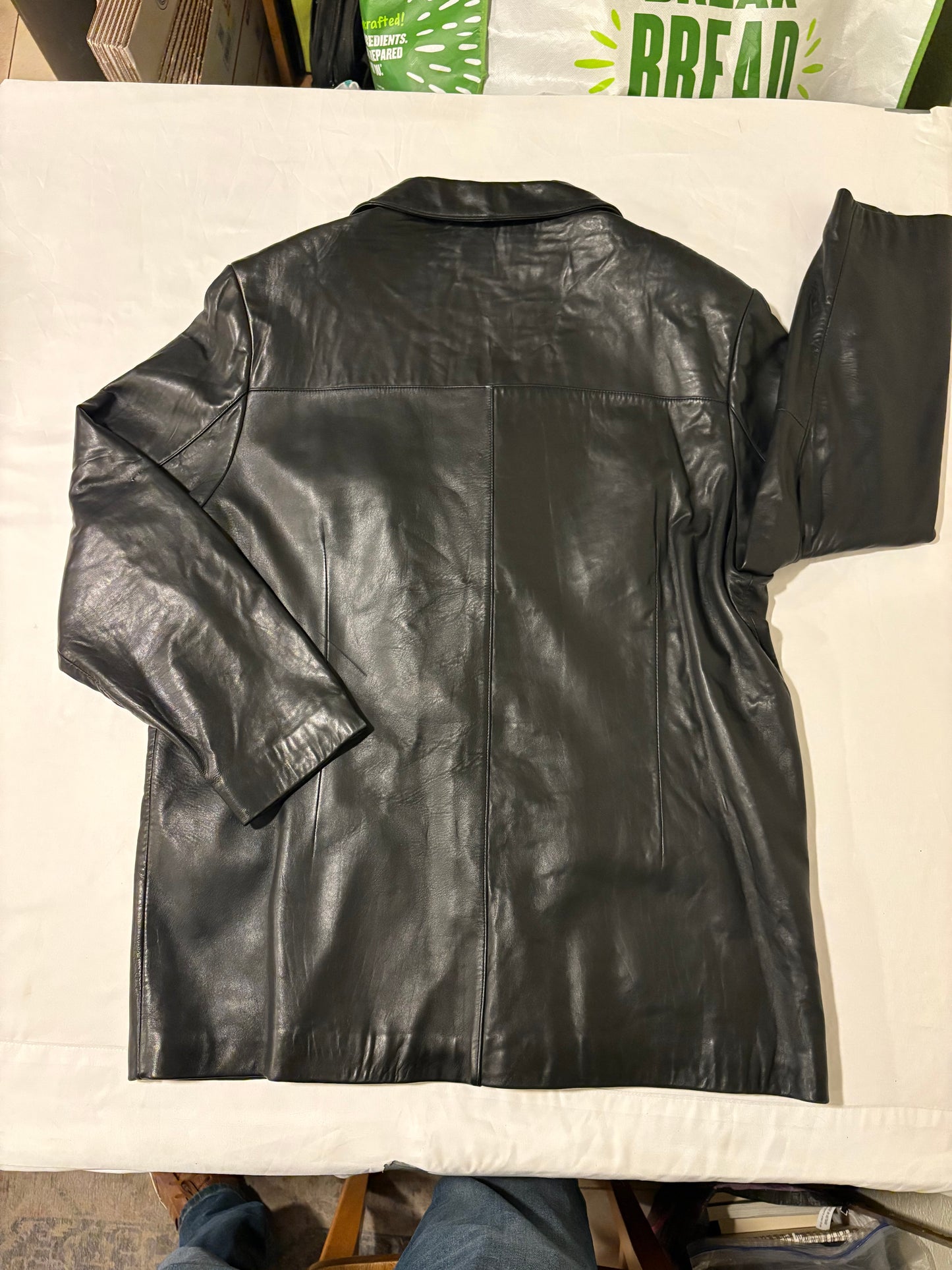 Casablanca Black Leather Jacket XL Button Front Blazer Style Faux Leather