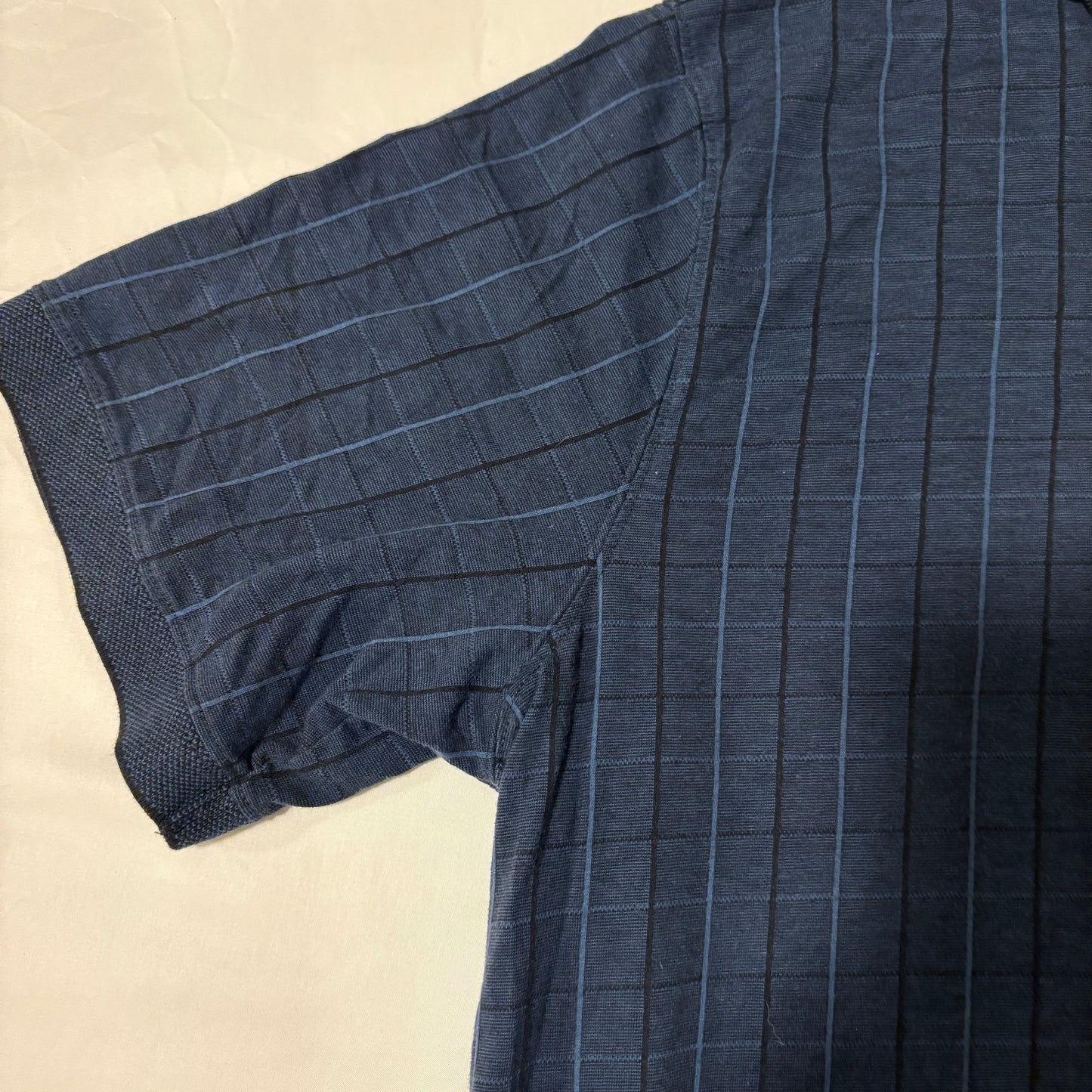 David Taylor Polo Shirt XXL Blue Grid Pattern Casual Knit Short Sleeve Lesotho