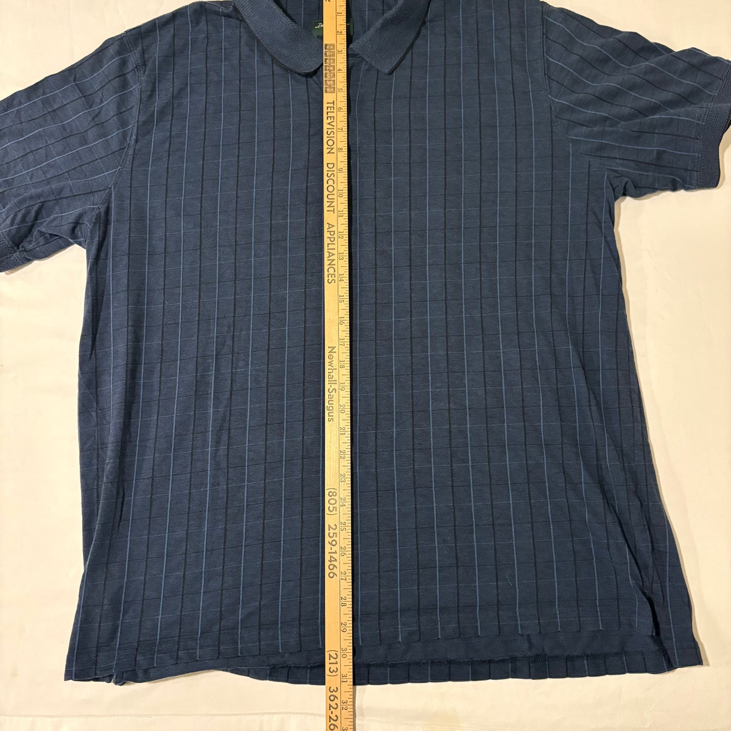 David Taylor Polo Shirt XXL Blue Grid Pattern Casual Knit Short Sleeve Lesotho