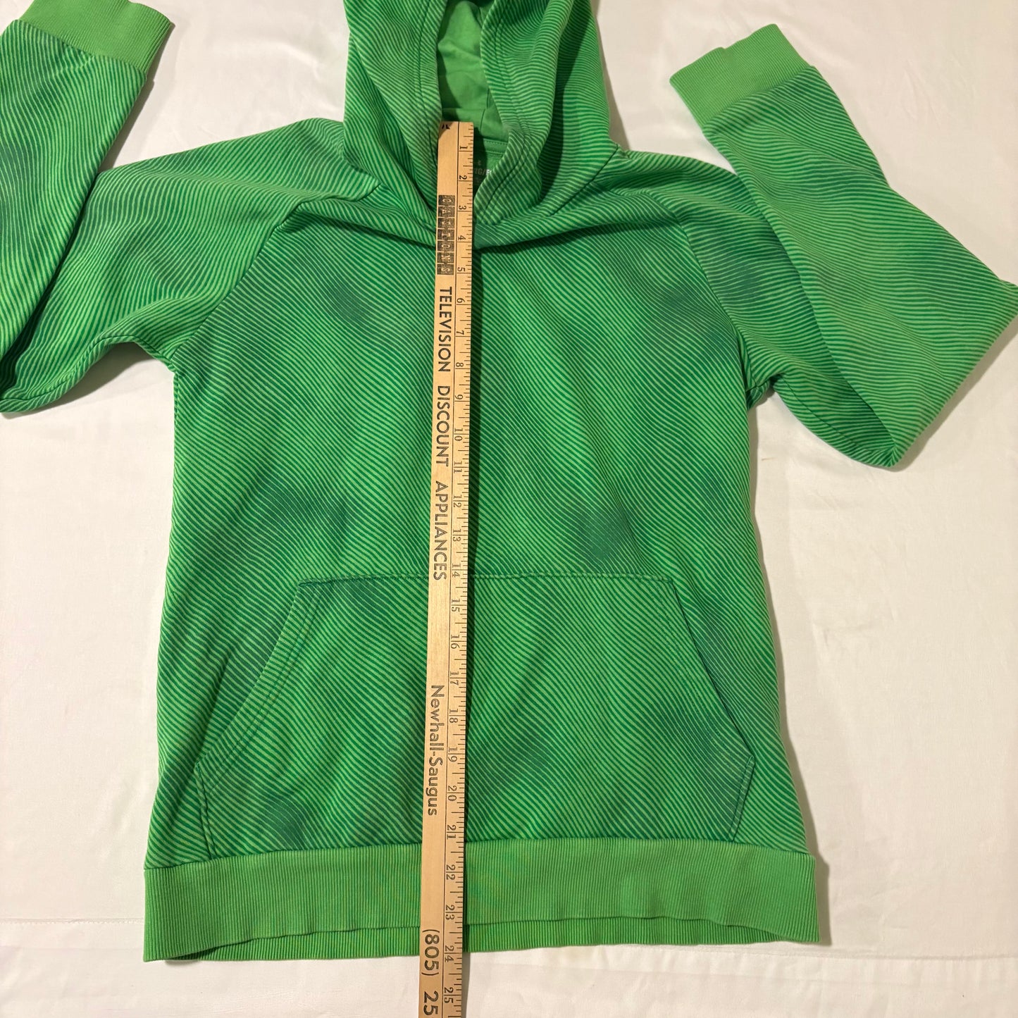 Under Armour Youth XL Green Hoodie Pullover Striped Fleece Kangaroo Pocket