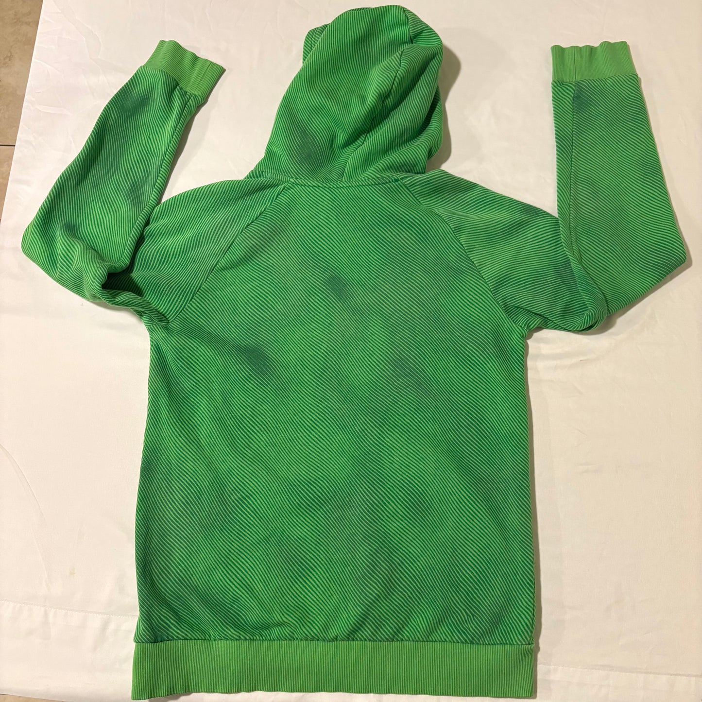 Under Armour Youth XL Green Hoodie Pullover Striped Fleece Kangaroo Pocket