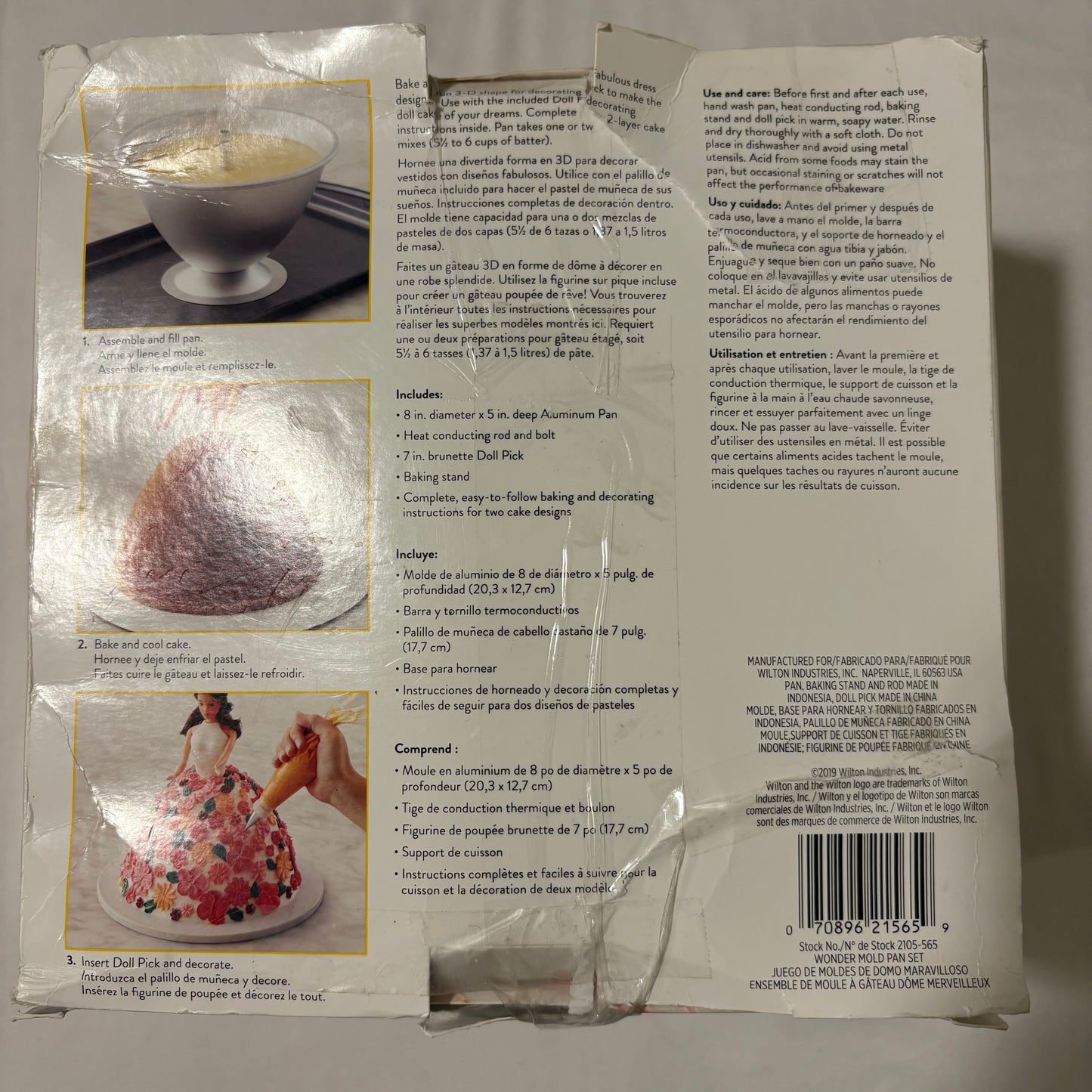 Vintage Wilton Wonder Mold Cake Pan Set w/ Doll Pick Princess Dress Pan
