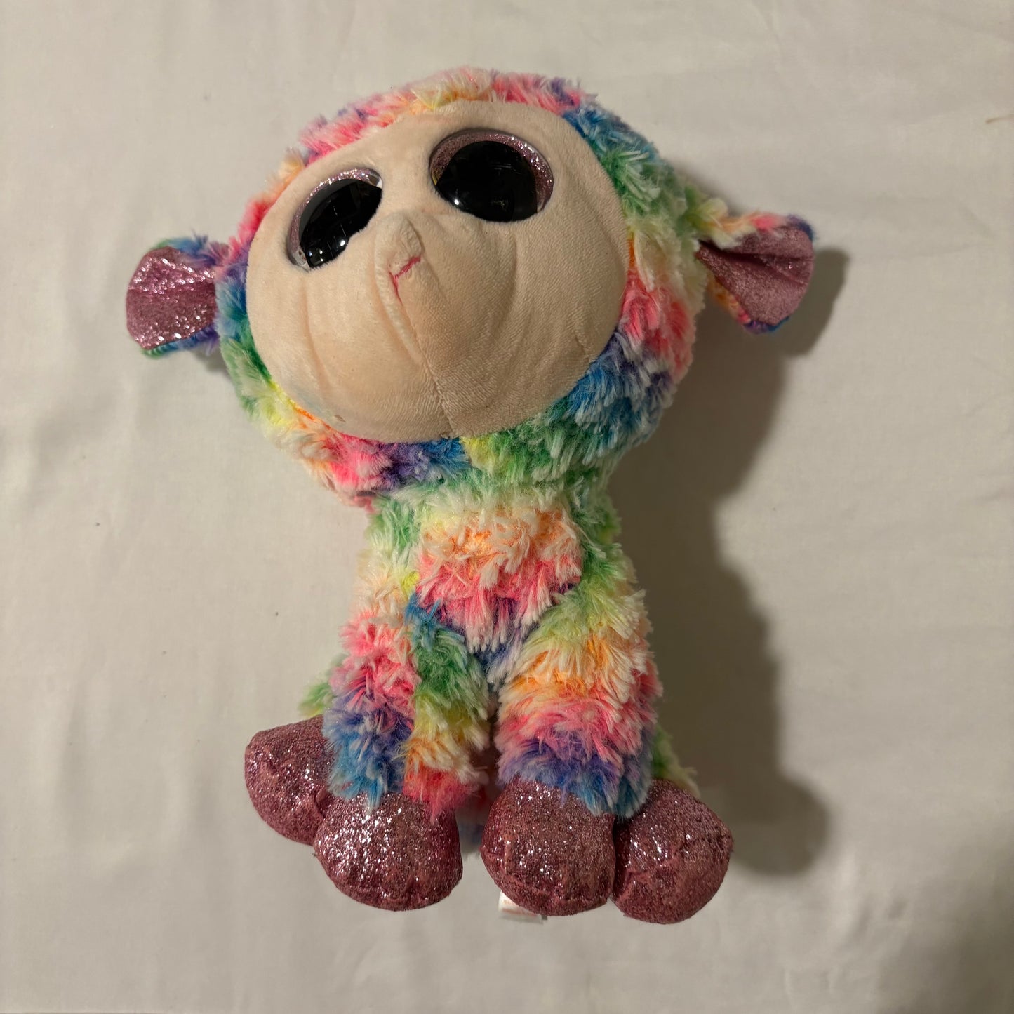 Ty Beanie Boos Daffodil Lamb Plush Rainbow Pastel Sparkle Hooves Stuffed Animal 9”
