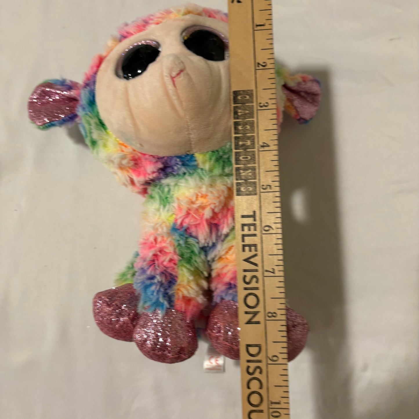 Ty Beanie Boos Daffodil Lamb Plush Rainbow Pastel Sparkle Hooves Stuffed Animal 9”