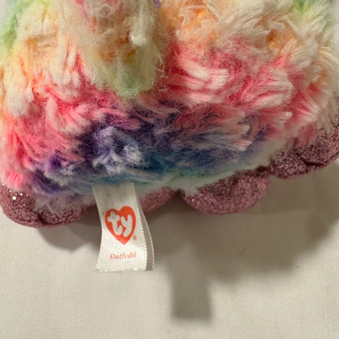 Ty Beanie Boos Daffodil Lamb Plush Rainbow Pastel Sparkle Hooves Stuffed Animal 9”