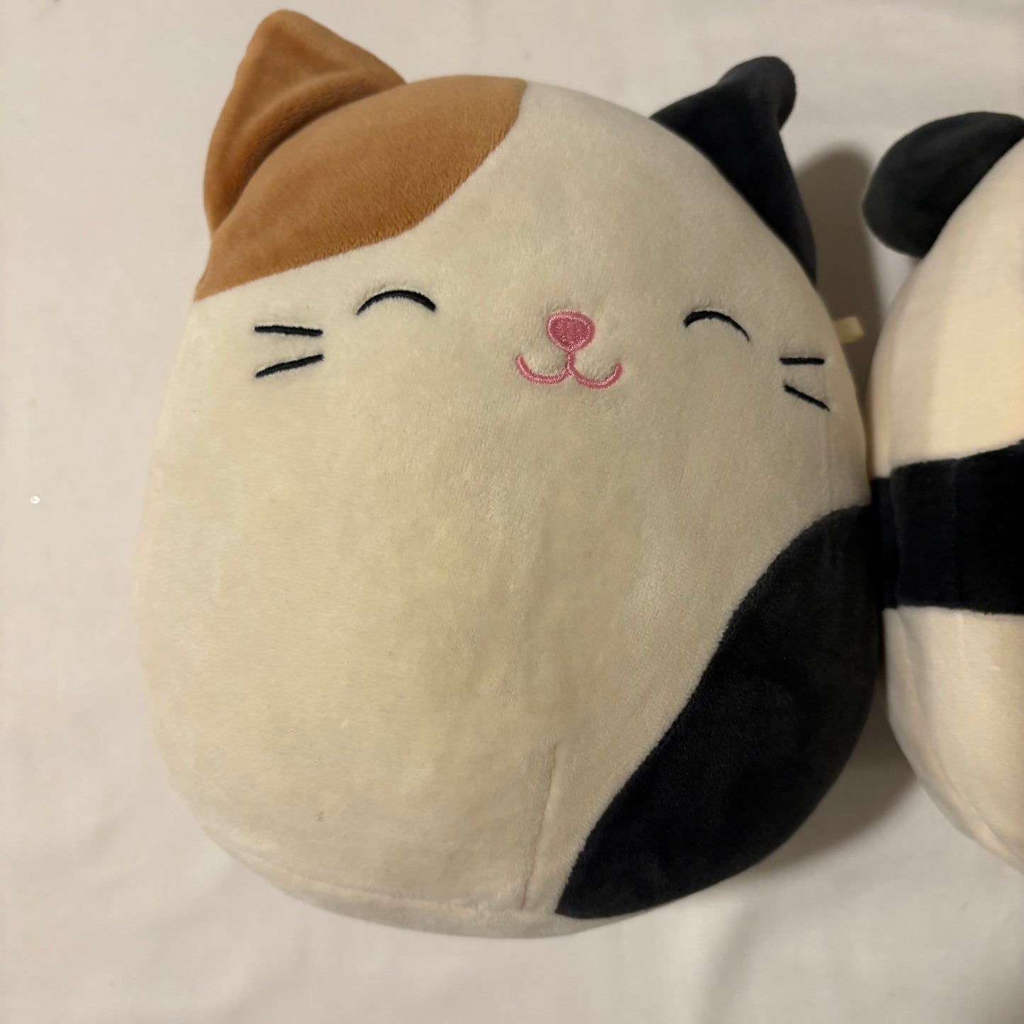 Adorable Lot of 2 Plush Toys – Calico Cat & Panda with Fries – Soft & Cuddly – 10” Tall