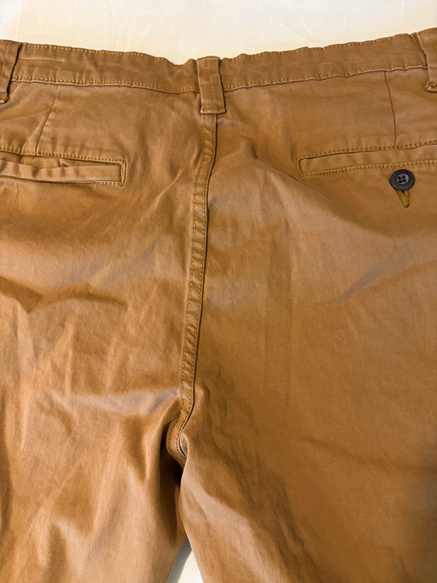 George Slim Straight Men’s Khaki Pants Brown Stretch 32x32 Casual Chinos