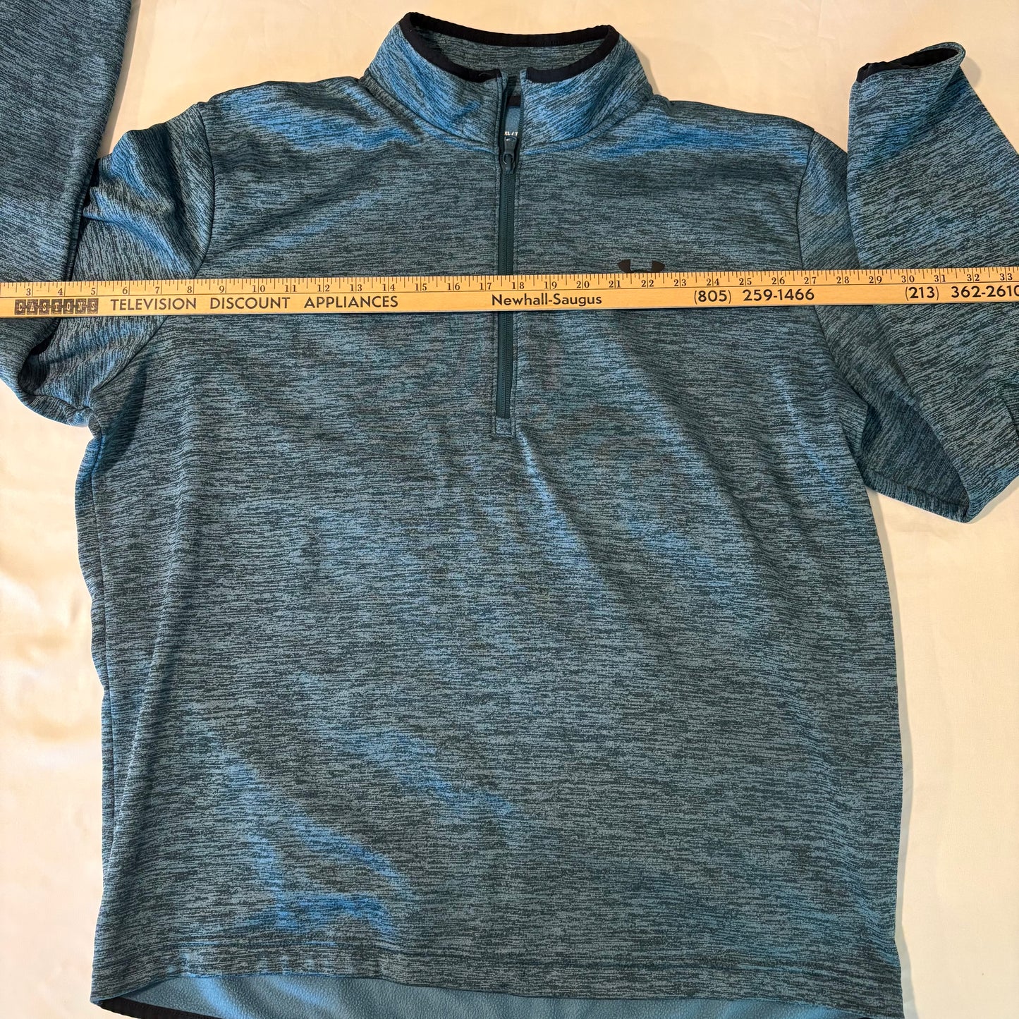 Under Armour Men’s XL Quarter-Zip Pullover Blue Fleece Lined Loose Fit ColdGear