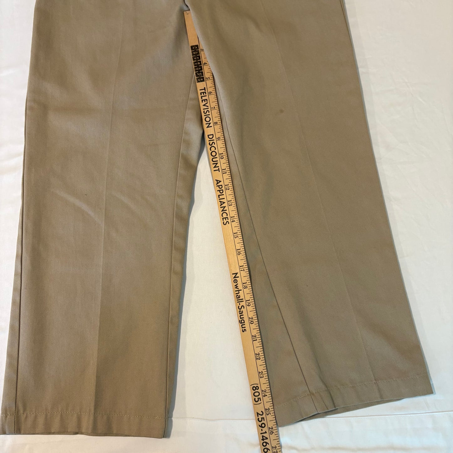 Dickies Khaki Work Pants Men’s Size Unknown Flat Front Classic Fit Stain Resistant