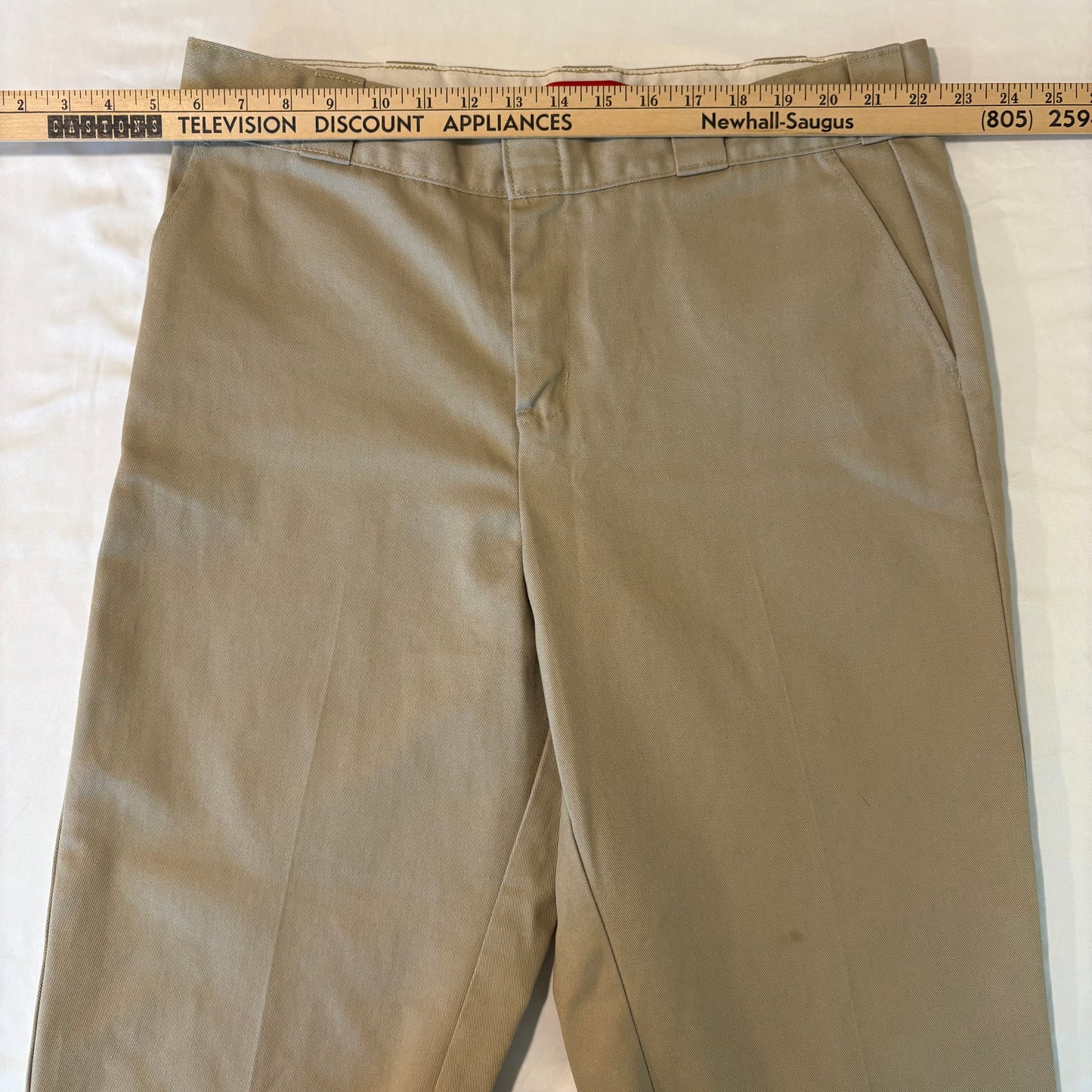 Dickies Khaki Work Pants Men’s Size Unknown Flat Front Classic Fit Stain Resistant