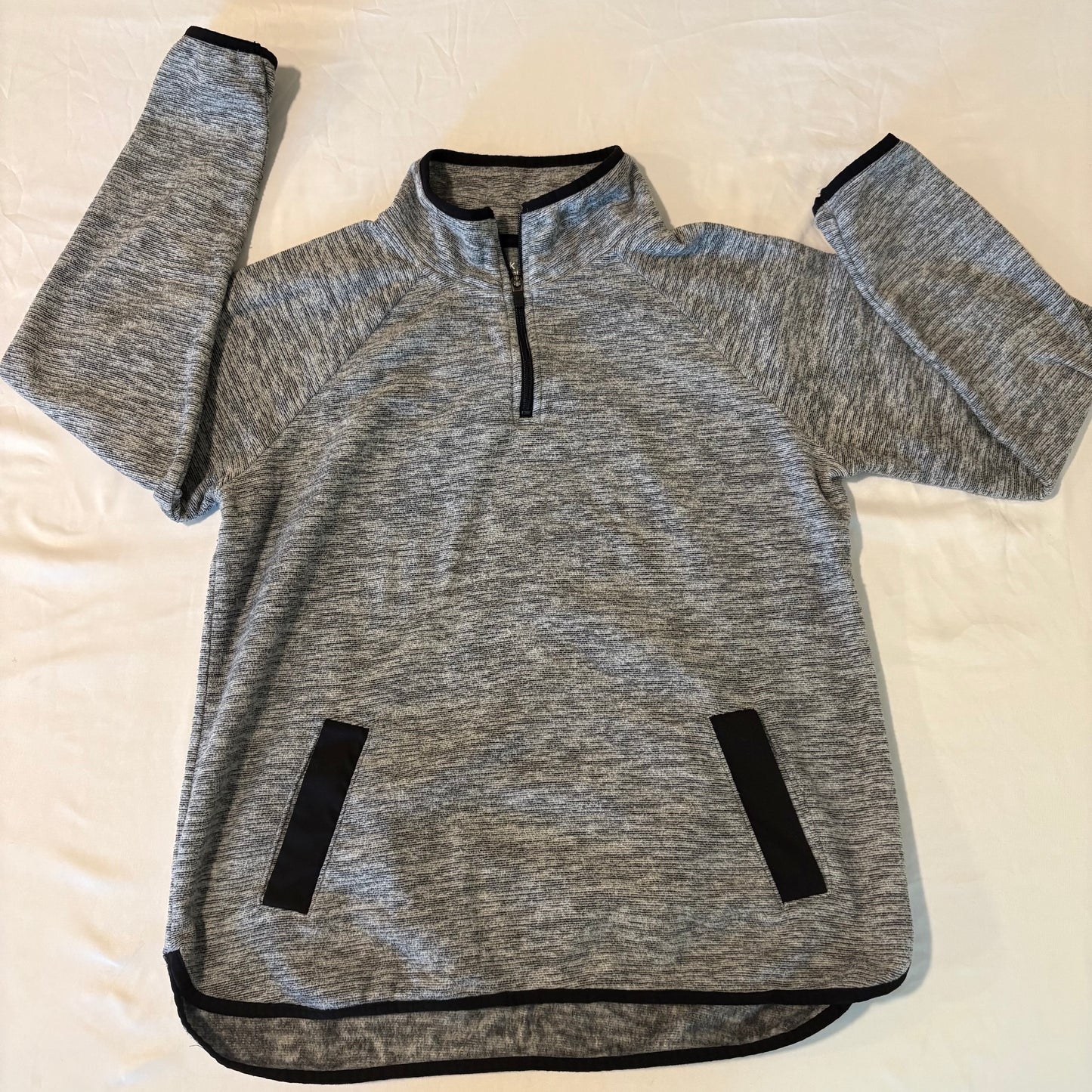 Tek Gear Quarter-Zip Pullover Gray Black Trim Women’s M Fleece Soft Stretch Top