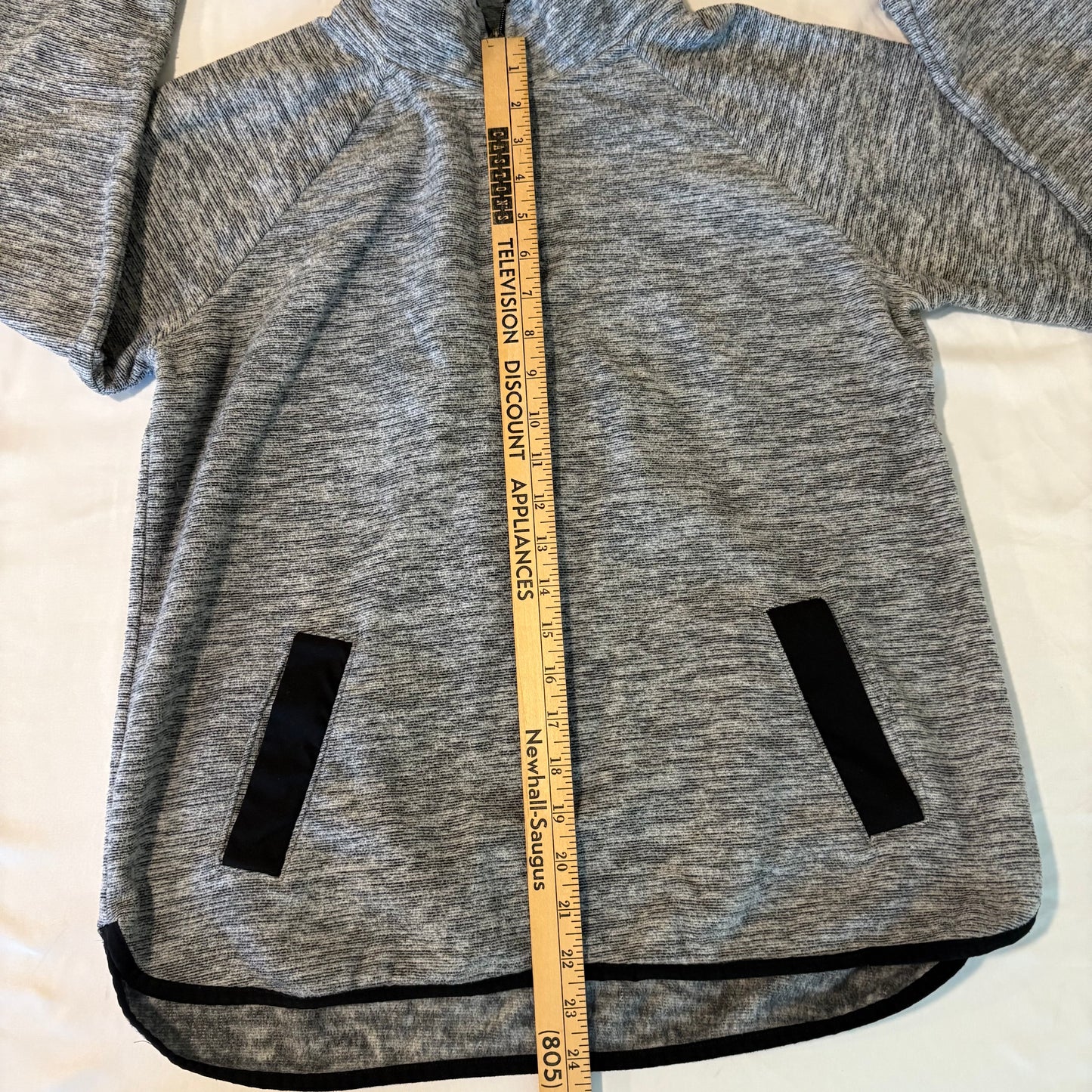 Tek Gear Quarter-Zip Pullover Gray Black Trim Women’s M Fleece Soft Stretch Top