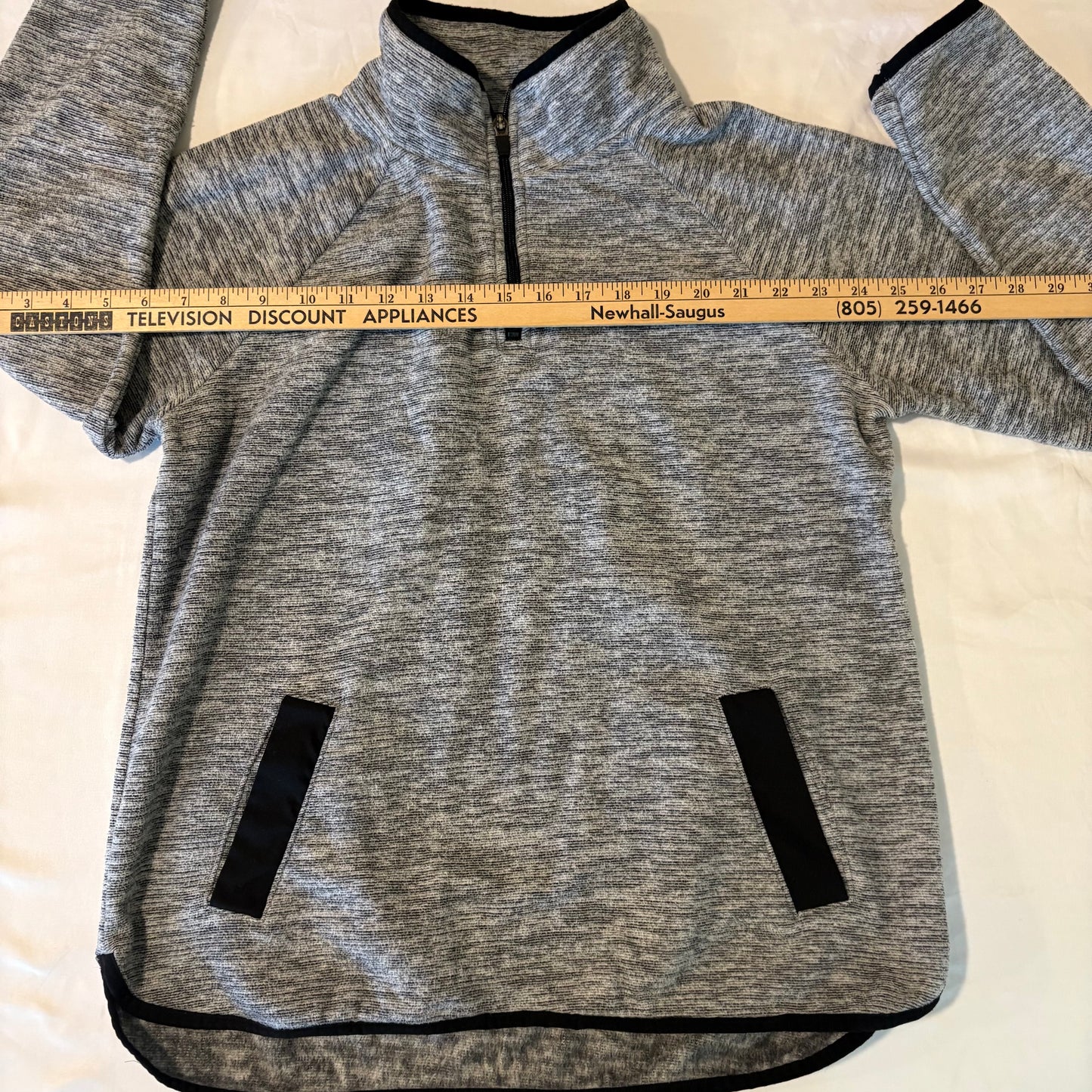 Tek Gear Quarter-Zip Pullover Gray Black Trim Women’s M Fleece Soft Stretch Top