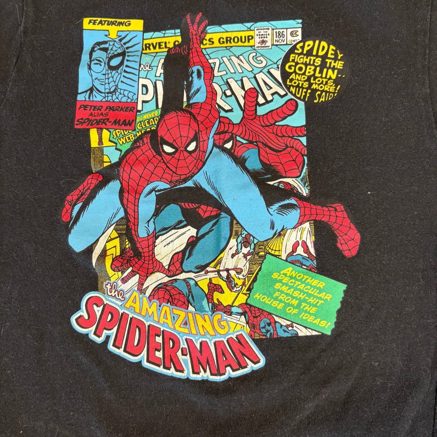 Marvel Spider-Man Kids T-Shirt Black Graphic Comic Print Size 7/8 Short Sleeve
