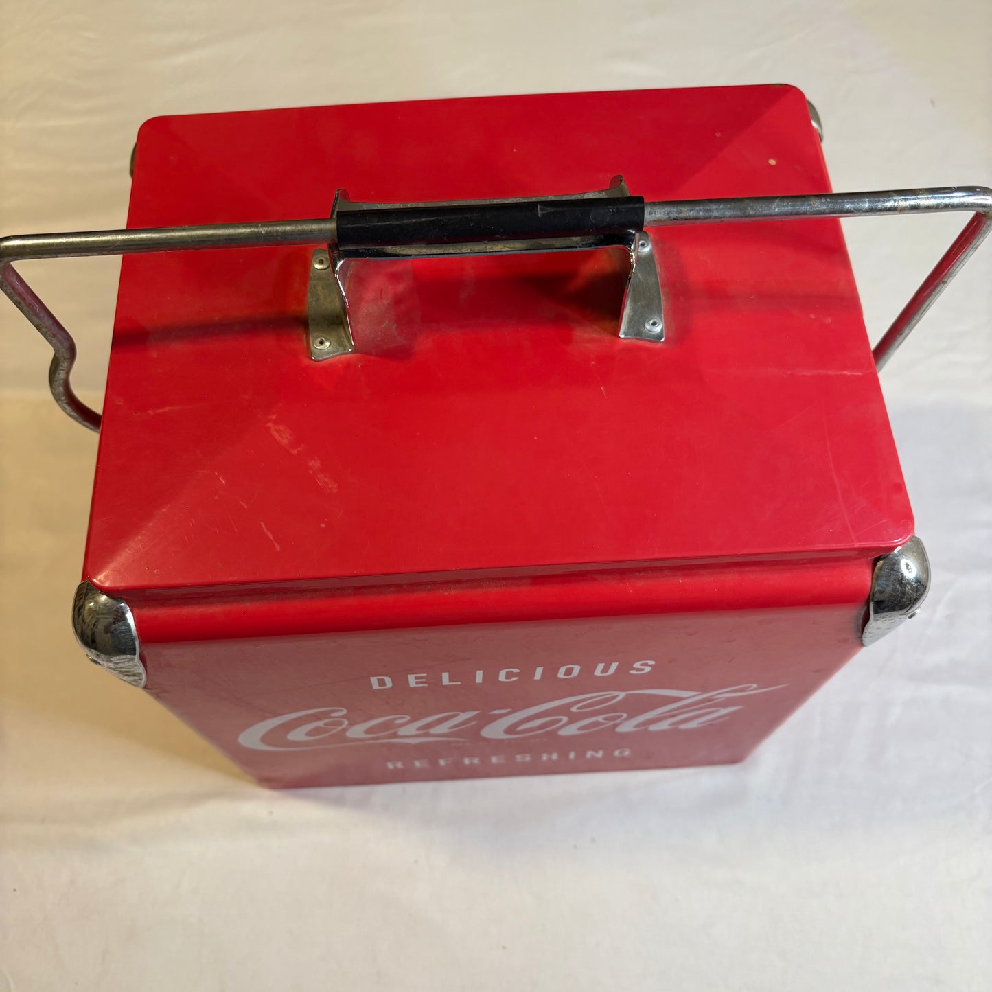 Coca-Cola Red Metal Ice Chest Cooler with Bottle Opener Retro Vintage Style