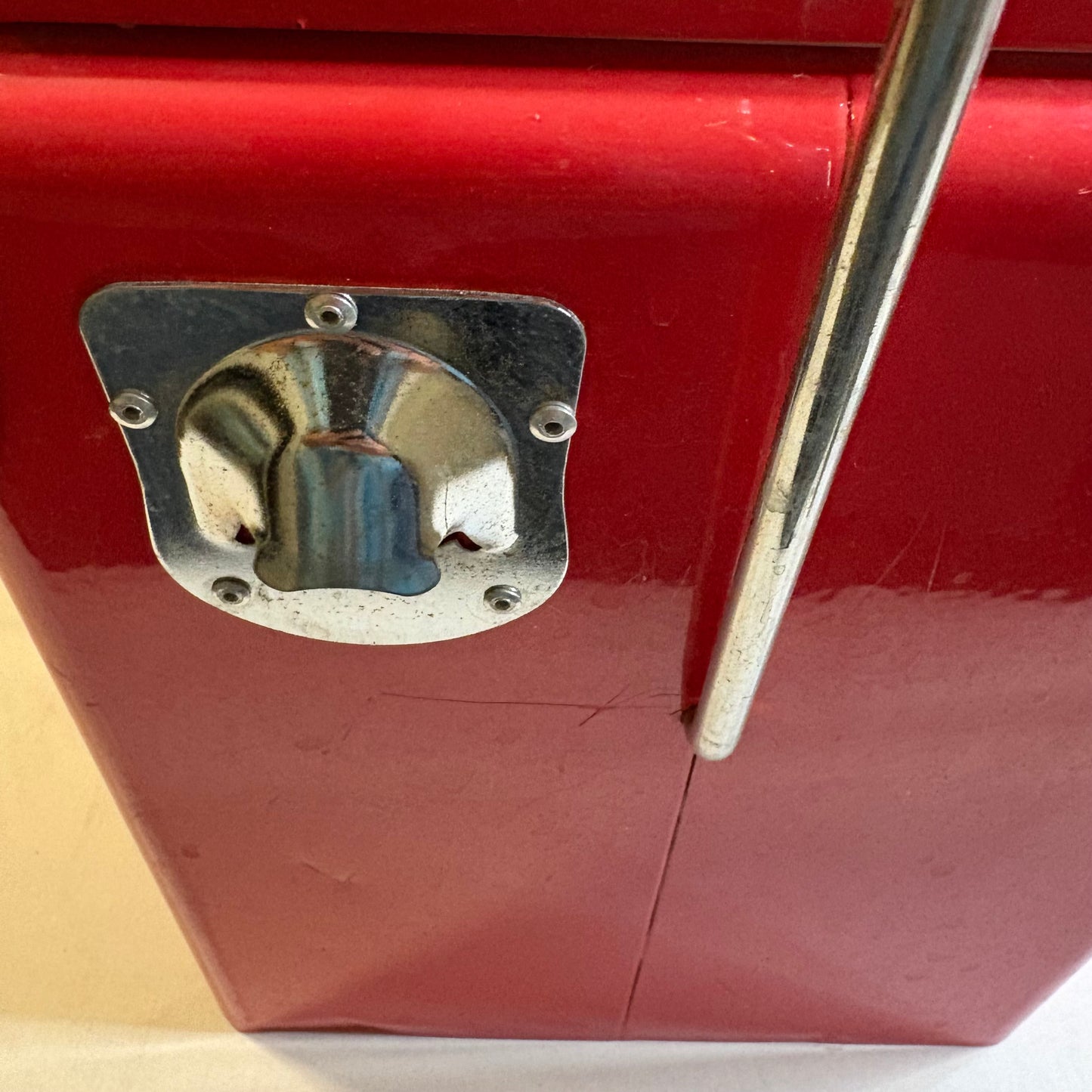 Coca-Cola Red Metal Ice Chest Cooler with Bottle Opener Retro Vintage Style