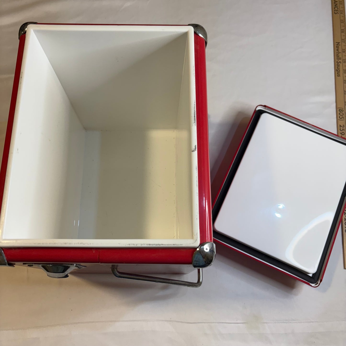Coca-Cola Red Metal Ice Chest Cooler with Bottle Opener Retro Vintage Style