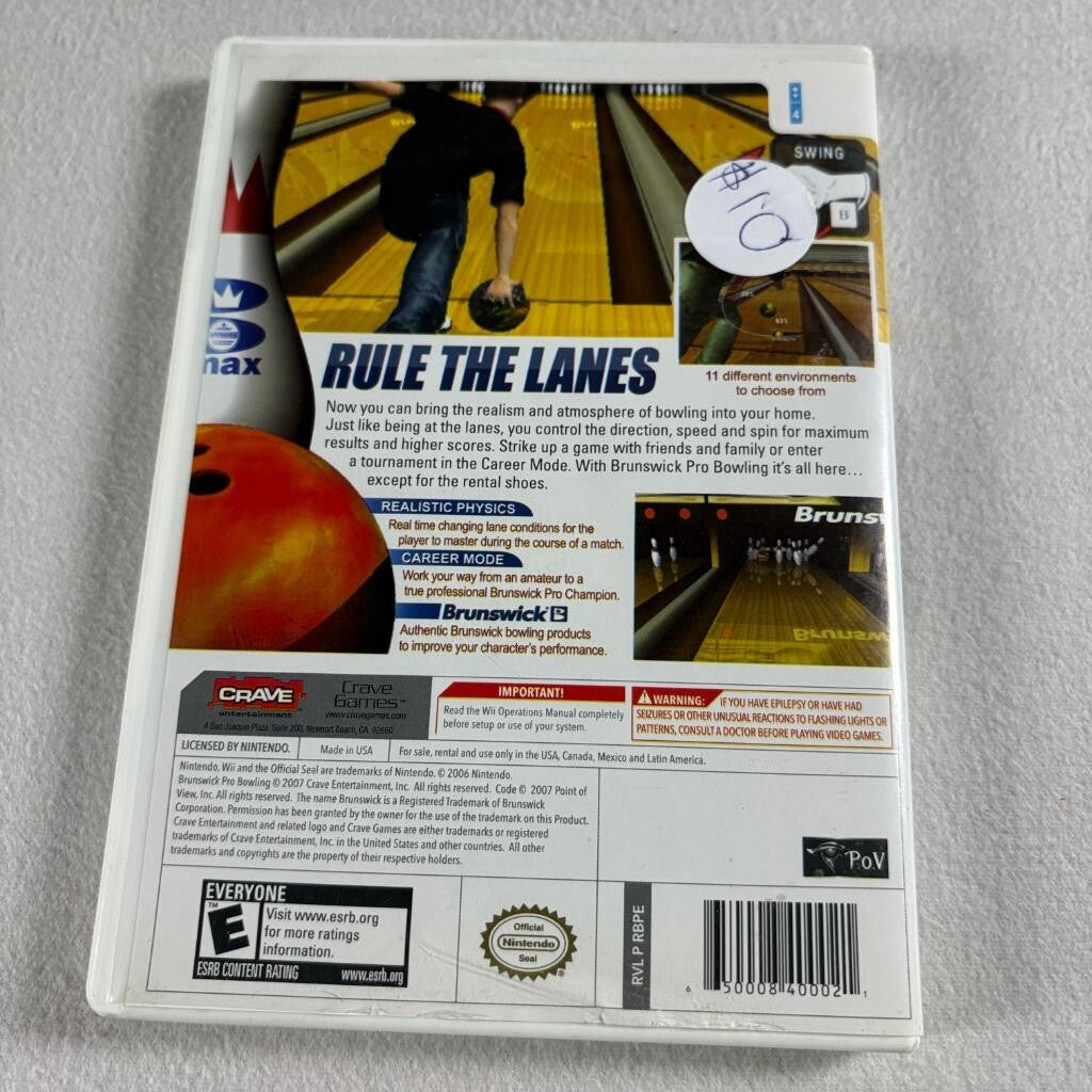Brunswick Pro Bowling Nintendo Wii Complete CIB with Manual Tested
