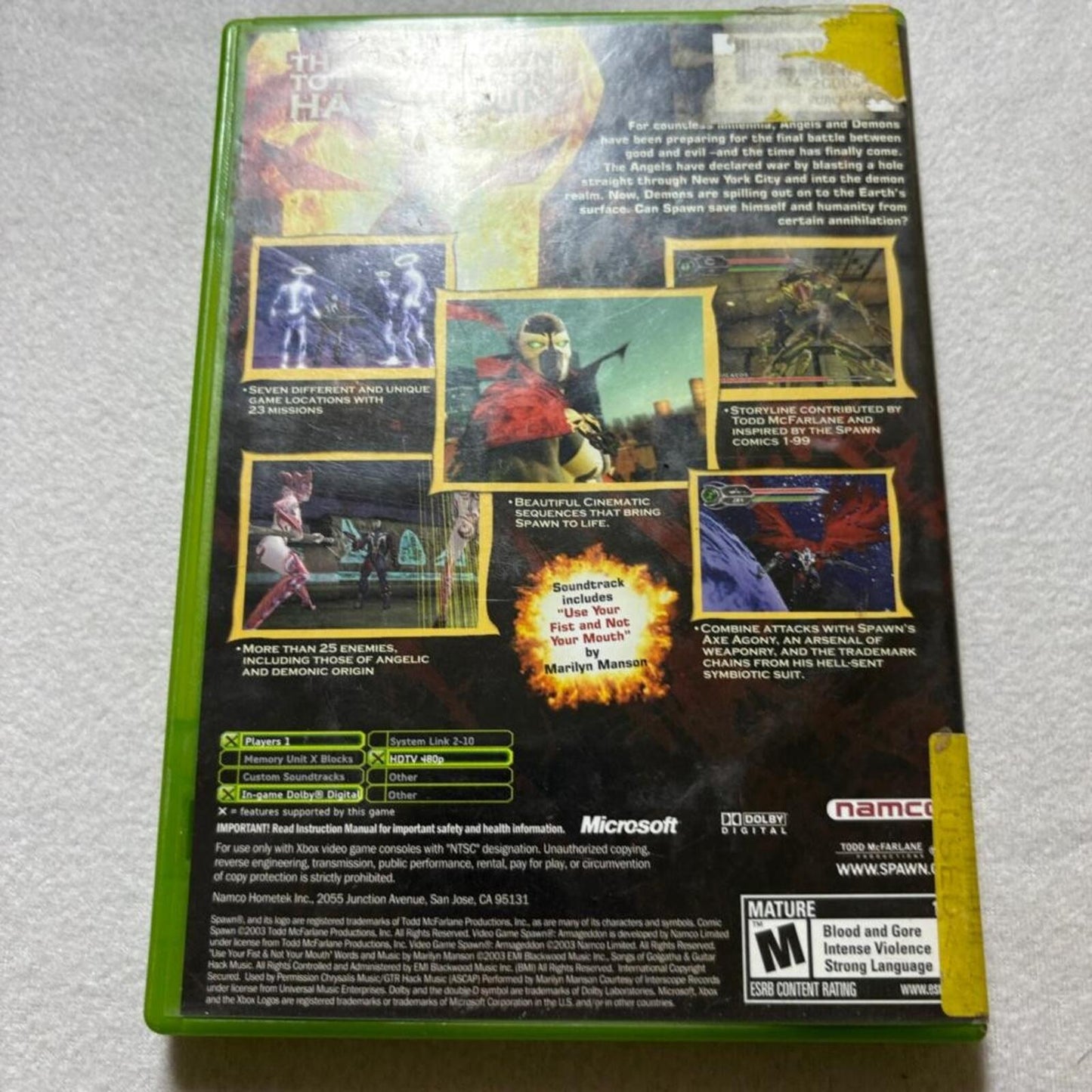 Spawn Armageddon Microsoft Xbox Original Game Namco Tested Working