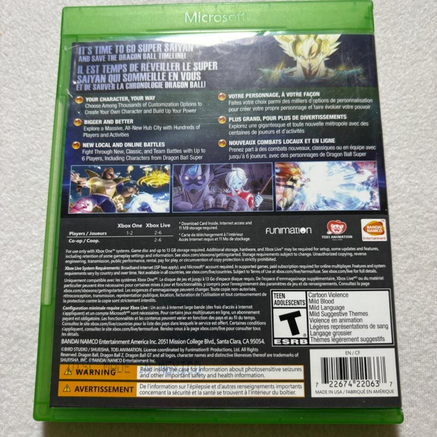 Dragon Ball Xenoverse 2 Day One Edition Xbox One Game Complete with Insert CIB