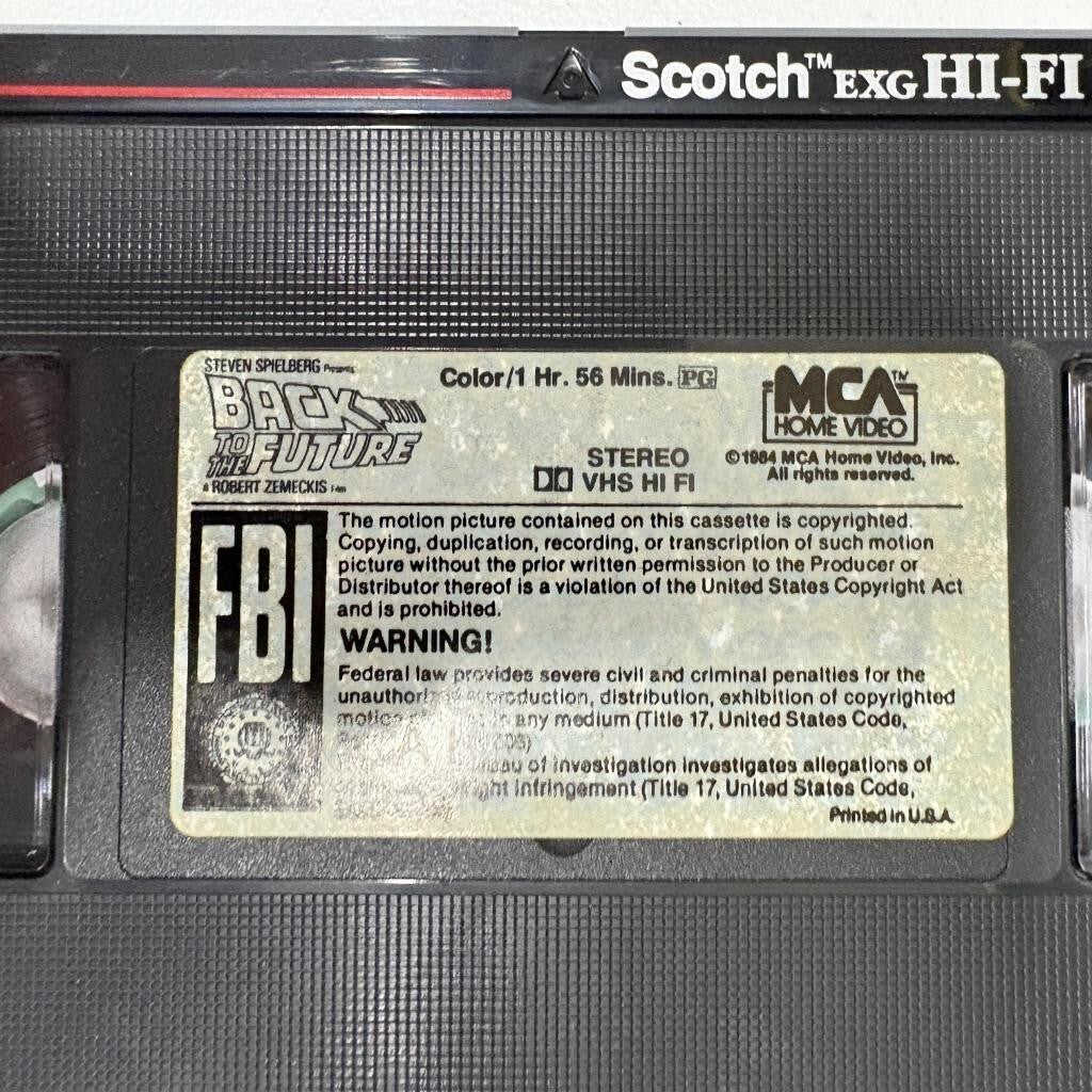 Back to the Future VHS 1986 MCA Home Video Michael J Fox Marty McFly 80196