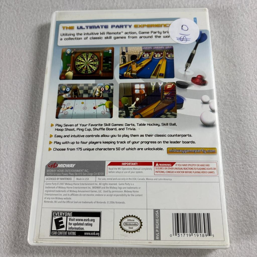Game Party Nintendo Wii Game Disc and Case Midway Games
