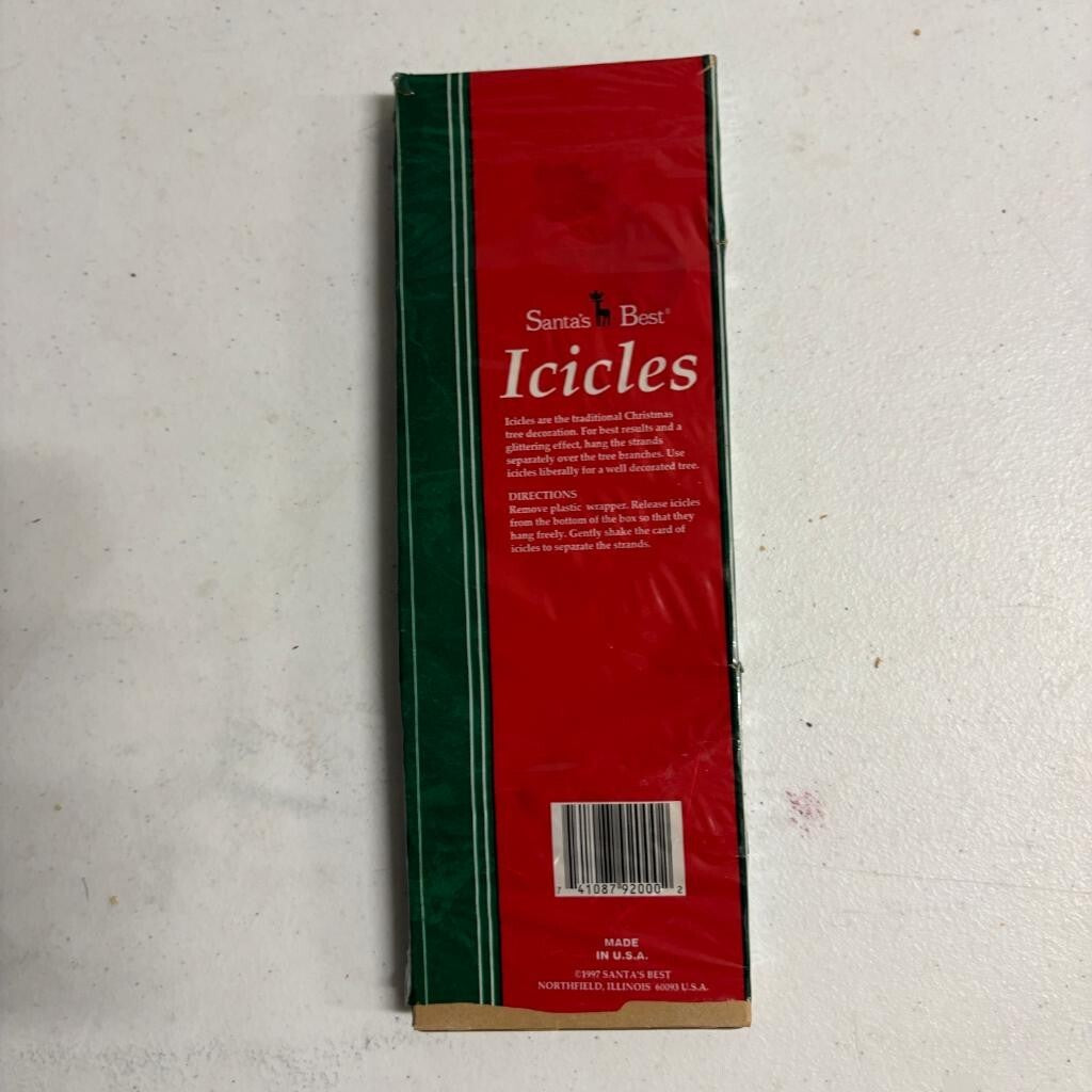 Vintage Santas Best Christmas Icicles Silver Tinsel 1000 Strands 18 Inch 1997