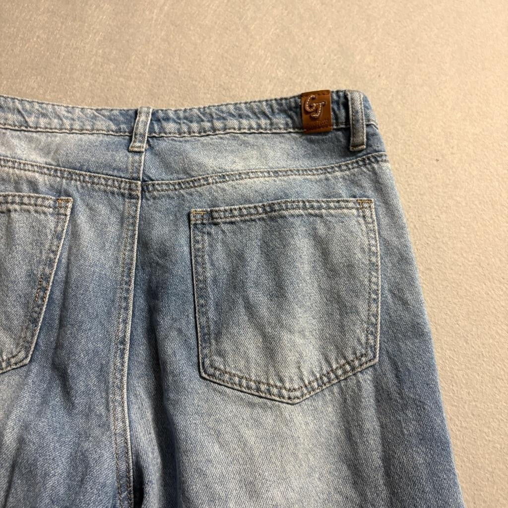Gogo Jeans USA Womens Size 11/30 Wide Leg Cuffed Denim Blue Jeans