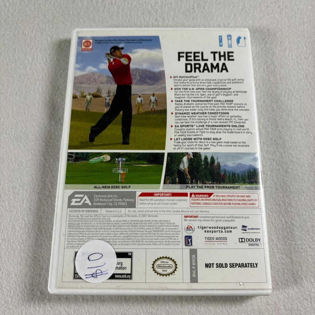 Tiger Woods PGA Tour 10 Nintendo Wii Game Disc and Case EA Sports Golf