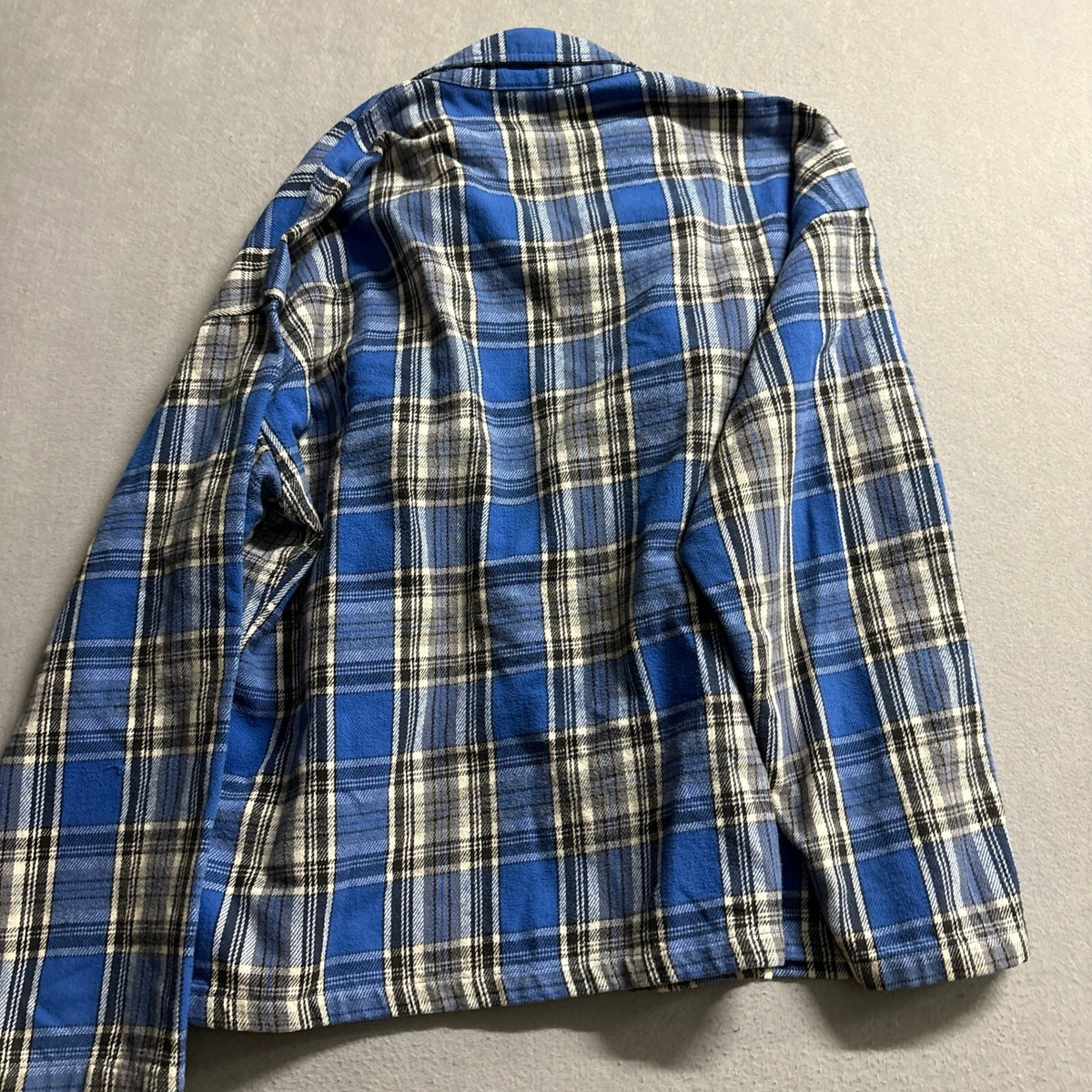 Vintage 90s No Fear Full Zip Flannel Plaid Shirt Mens XL Blue USA Made