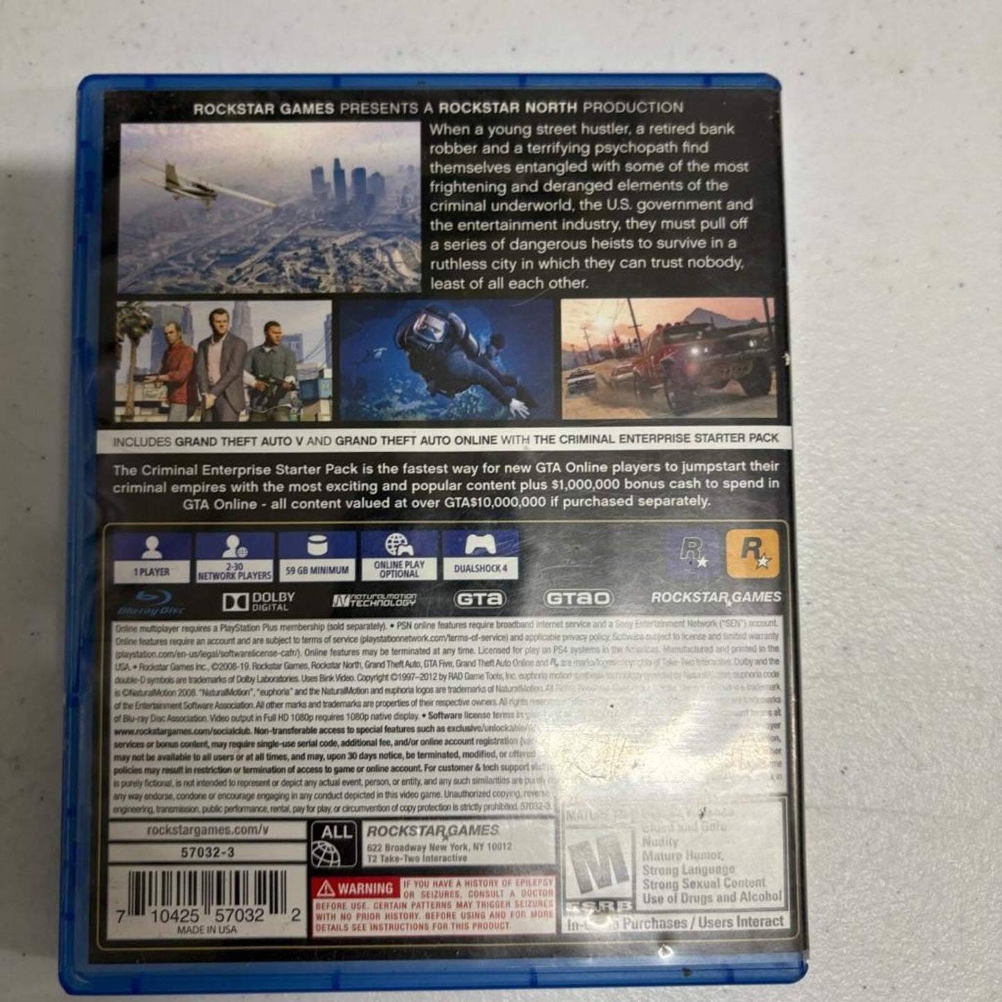 Grand Theft Auto V Premium Edition PS4 PlayStation 4 GTA 5 Game Disc Case